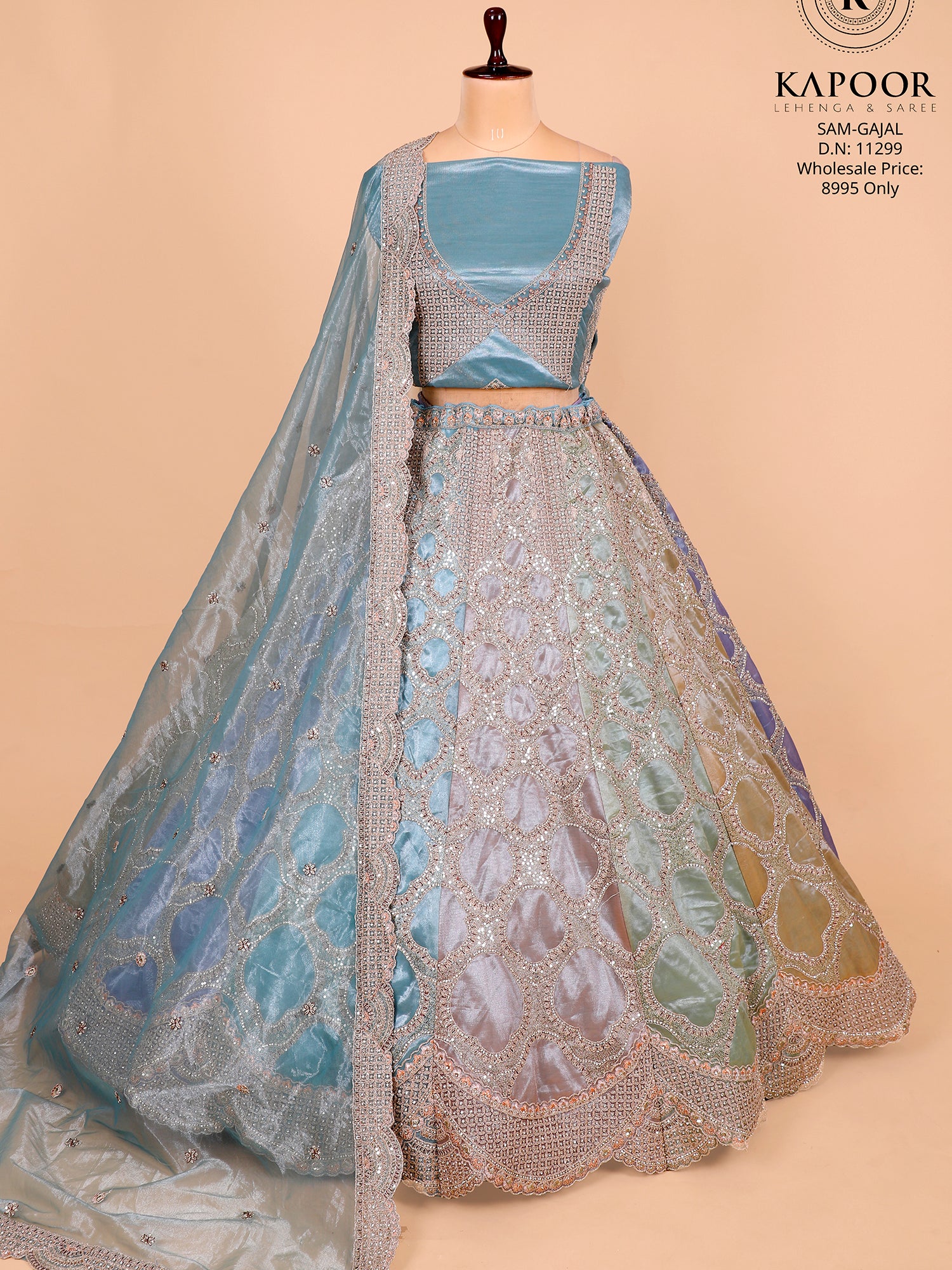 Rama Blue Jimmy Choo Embroidered Lehenga