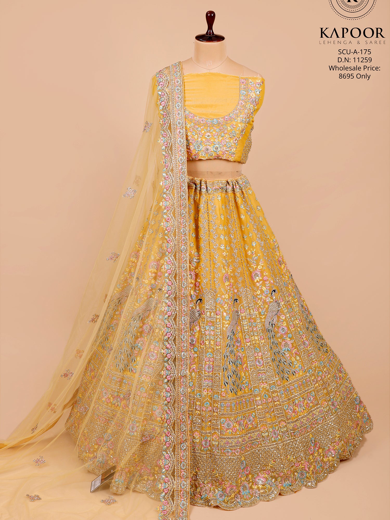 Lemon Yellow Satin Silk Lehenga