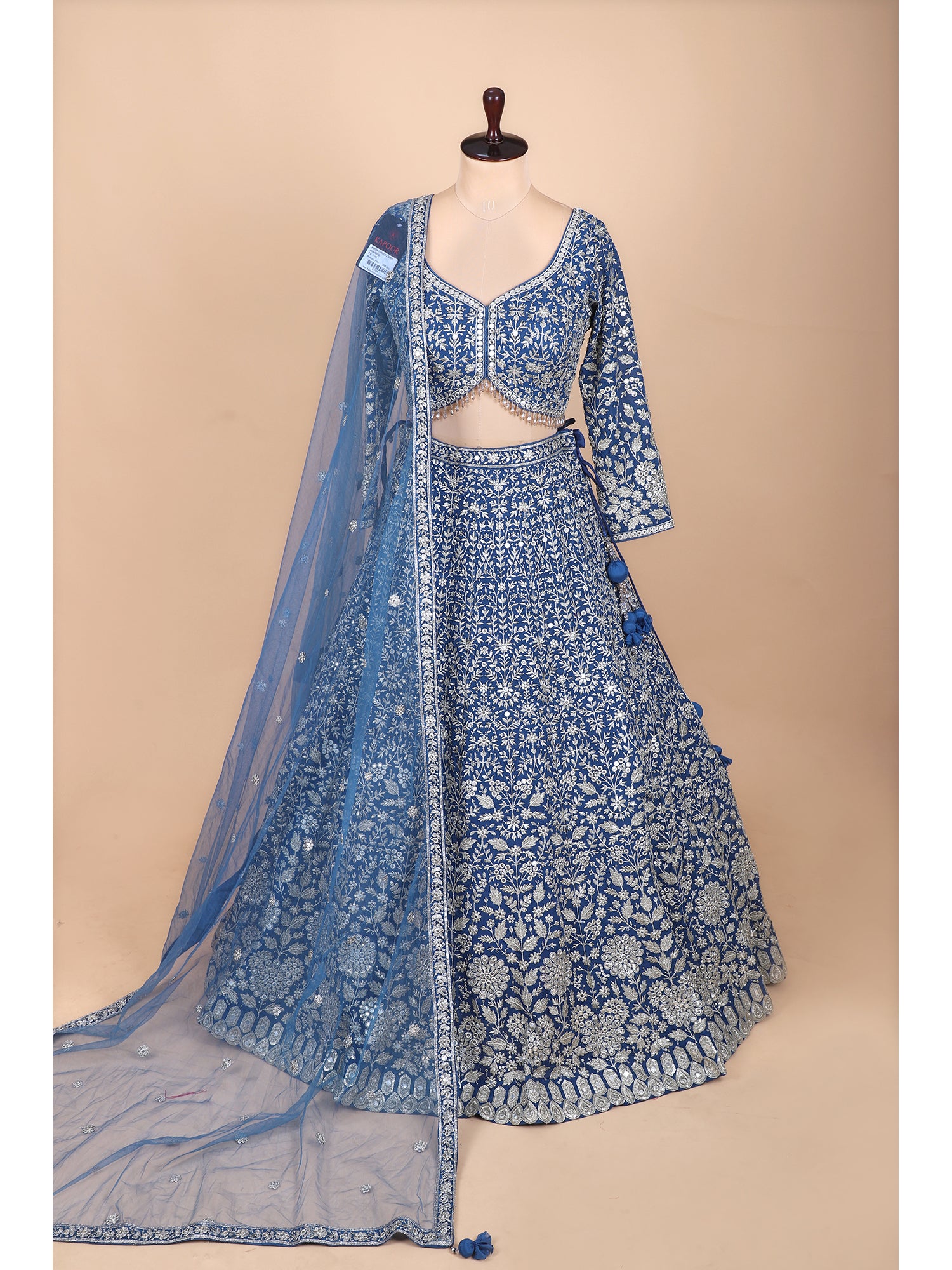 Dark Blue Party Wear Lehenga With Hand Embroidery