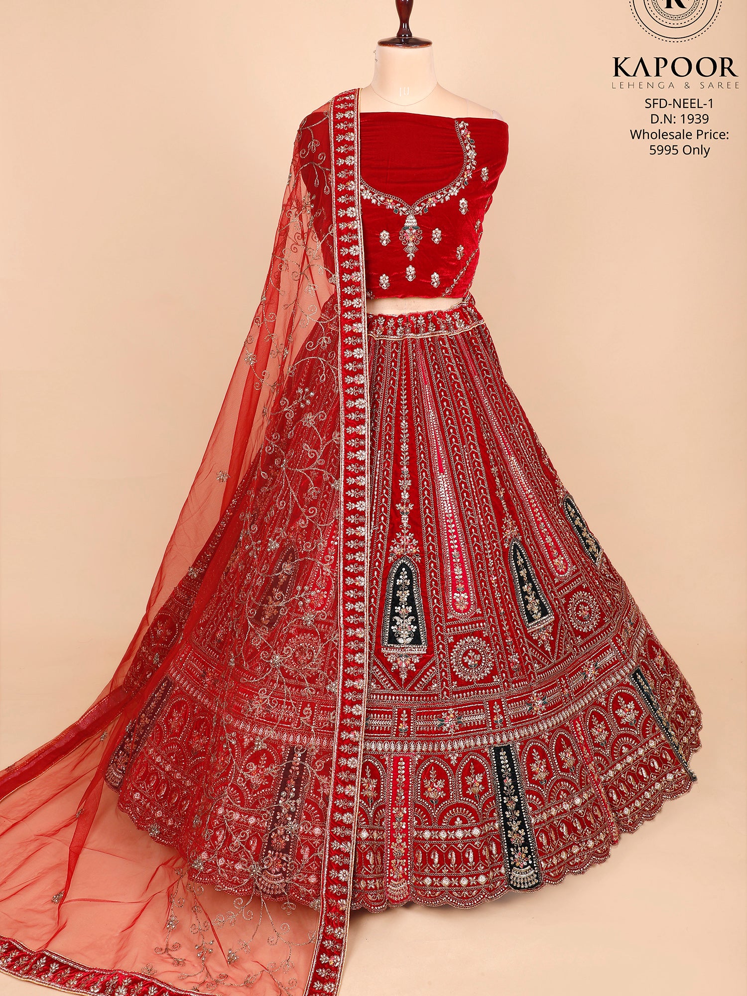 Red Velvet Bridal Lehenga Luxury Design