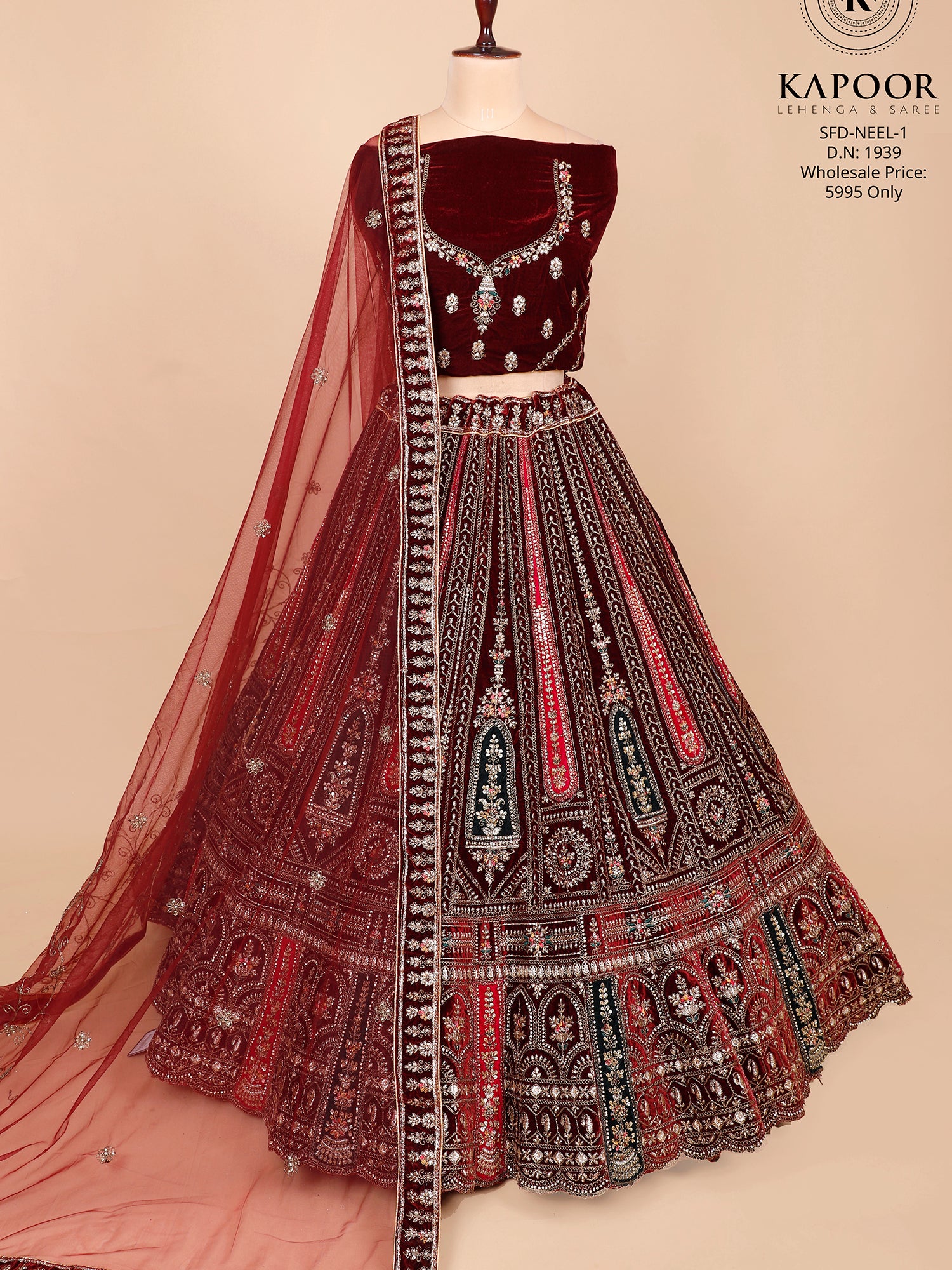 Jarkan Heavy Embroidered Velvet Lehenga