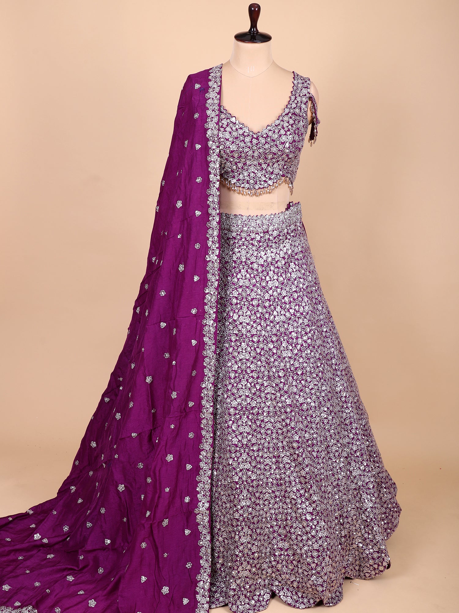 Designer Purple Thread Work Lehenga Ensemble