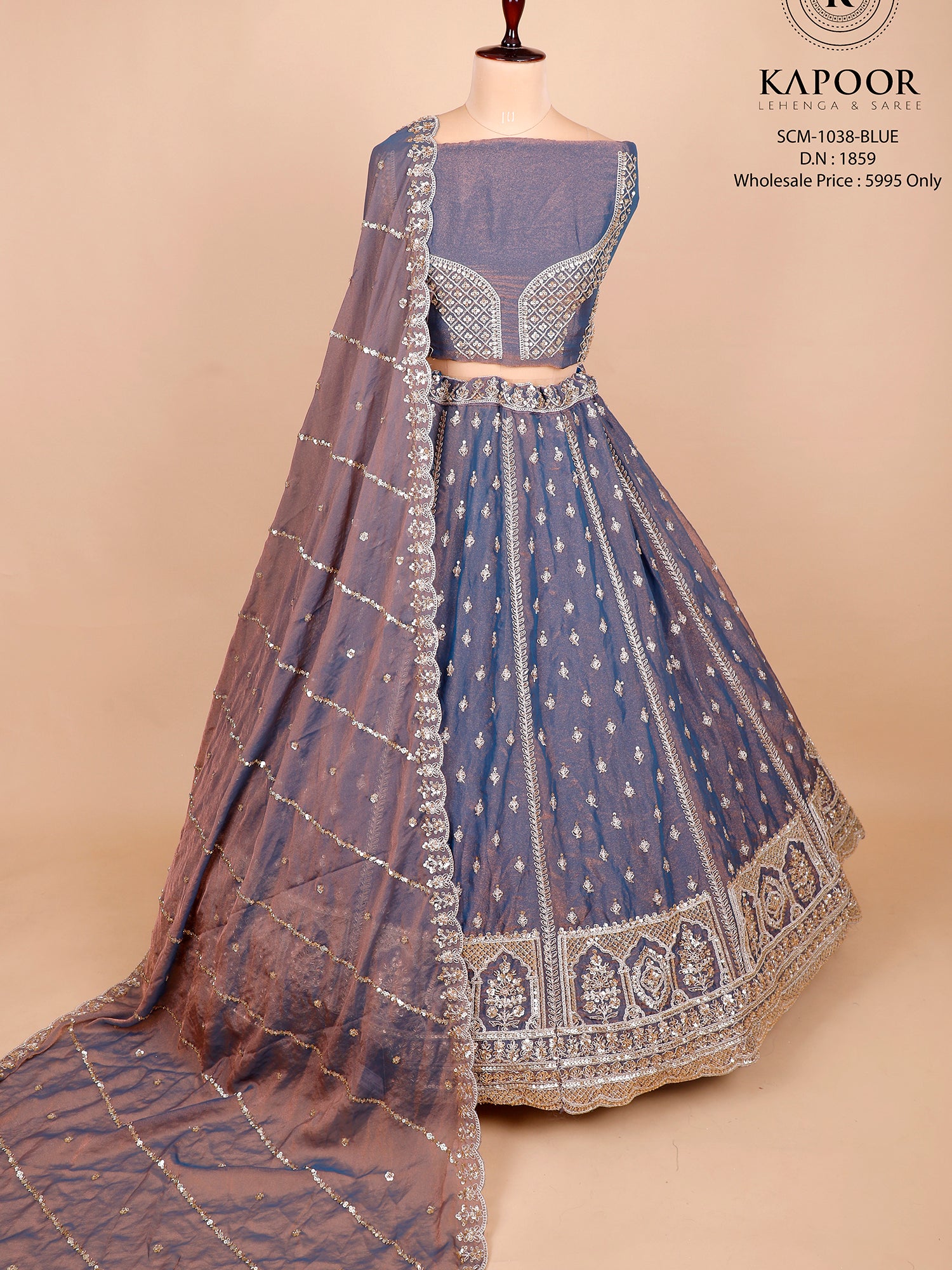 Lavender Bridal Lehenga With Handwork
