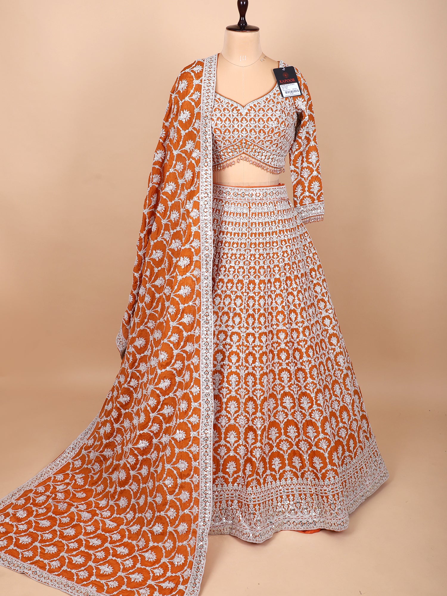 Sunflare Mustard Orange Georgette Lehenga