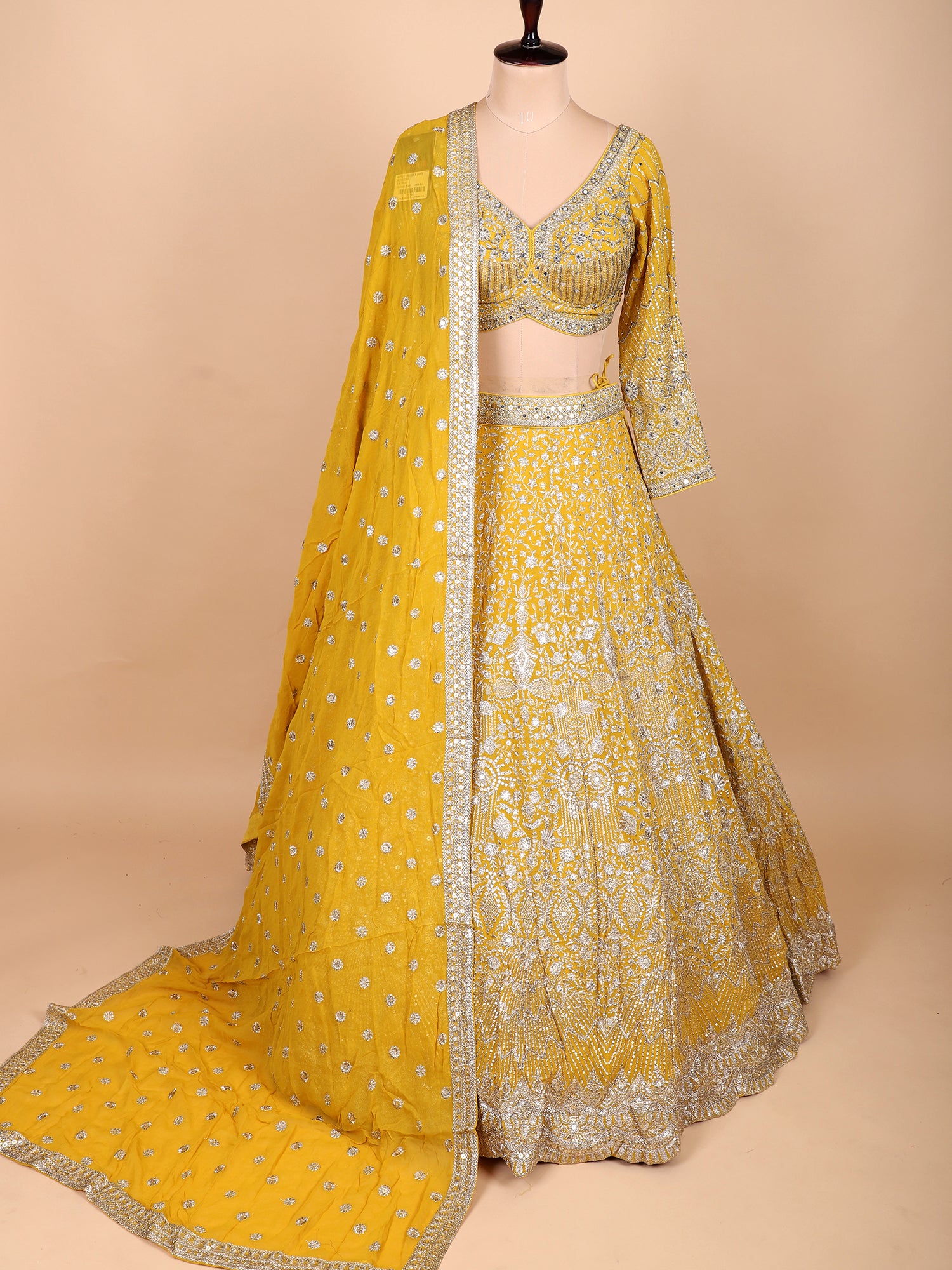 Bright Yellow Handcrafted Lehenga For Weddings