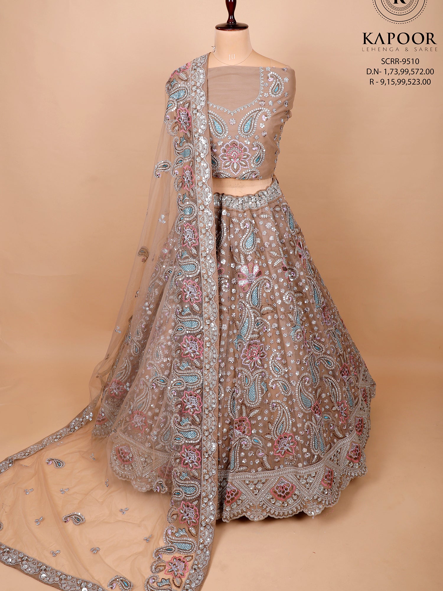 Brown Couture Lehenga With Hand Embroidery