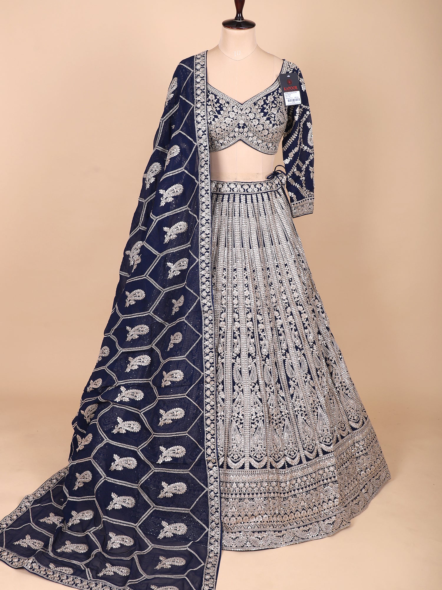 Royal Blue Georgette Embroidered Lehenga Set