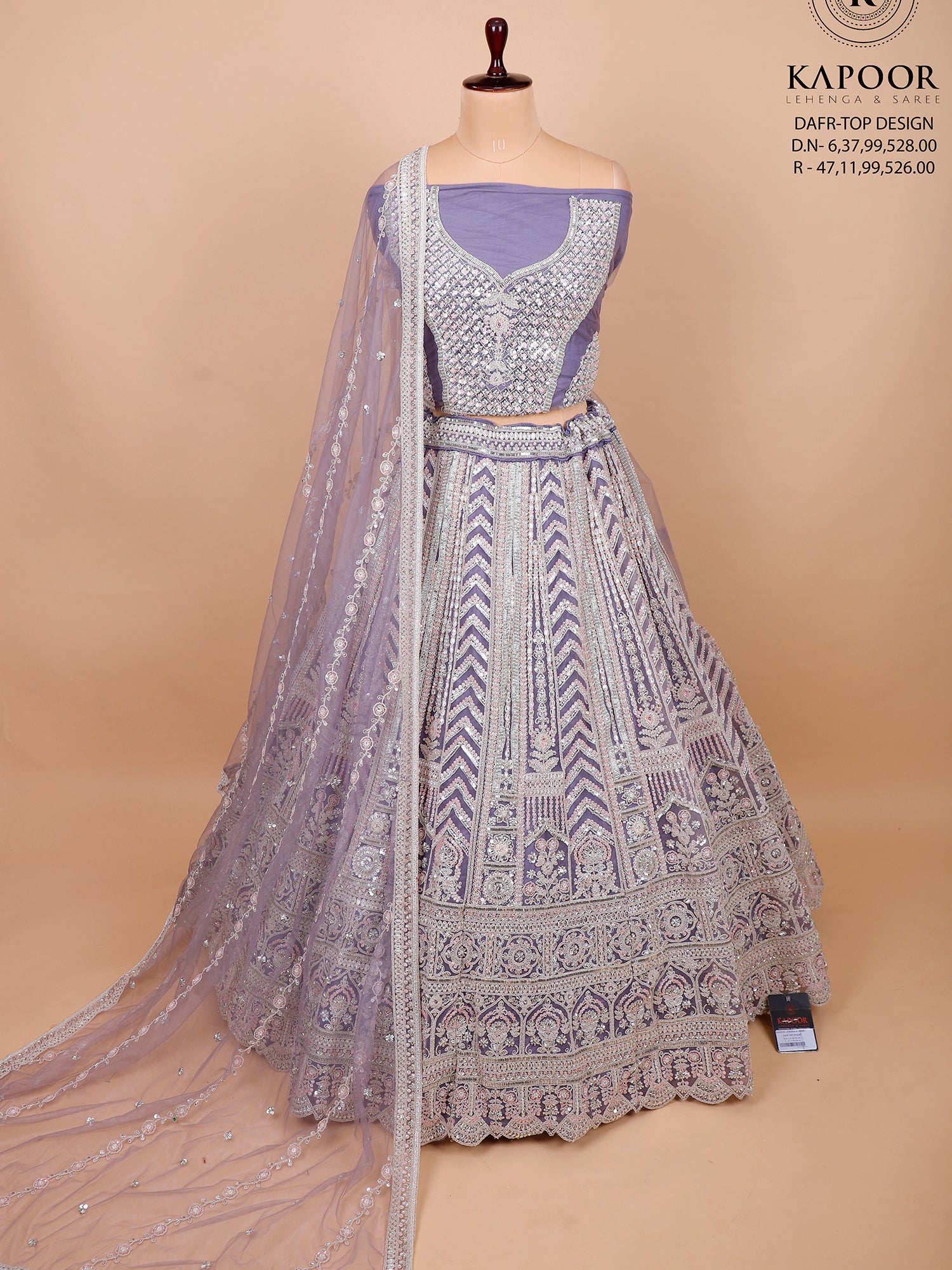 Lavender Silk Lehenga With Handwork And Beadwork
