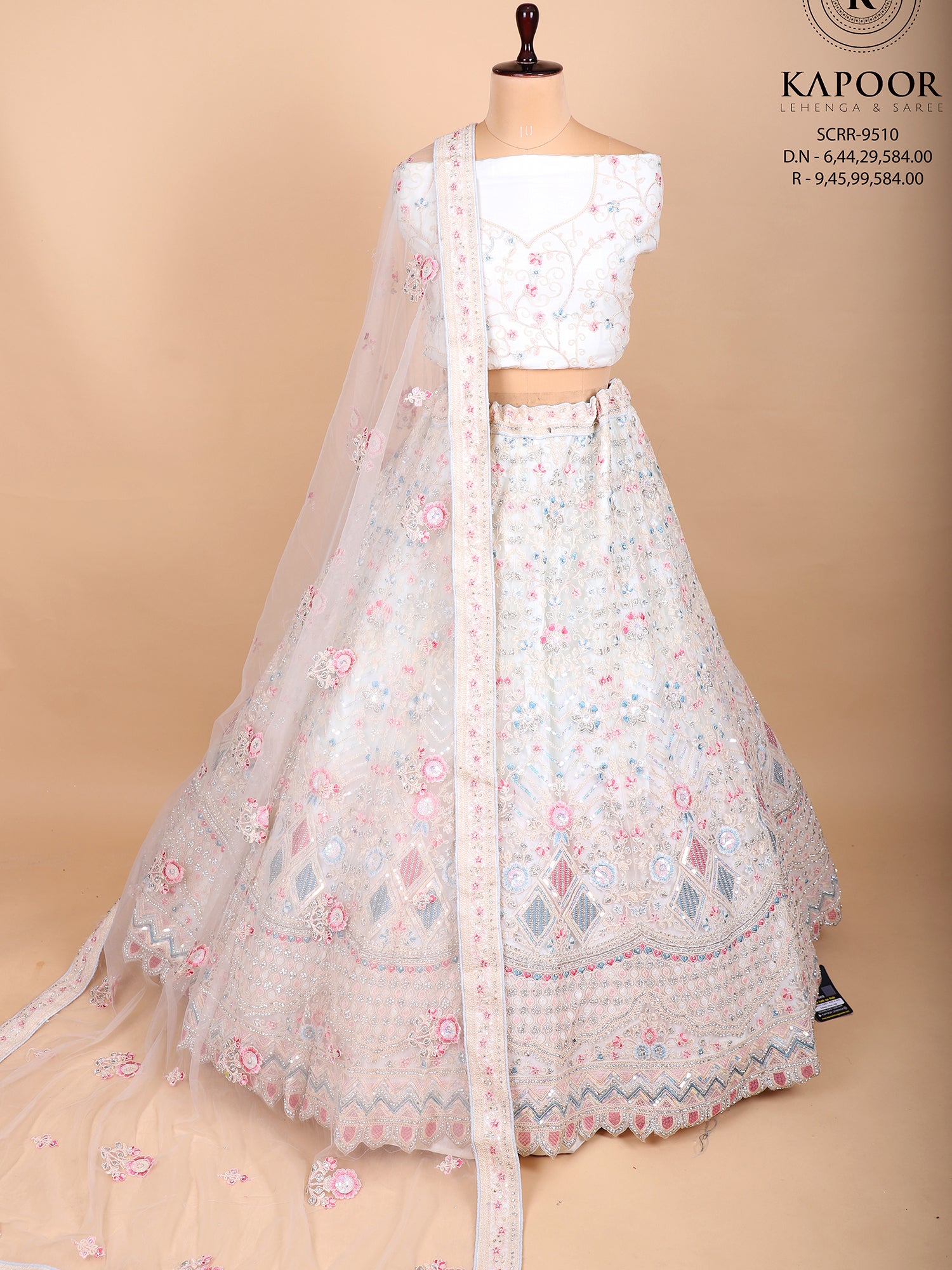 Glow In Grace With Our White Net Jarkan Lehenga