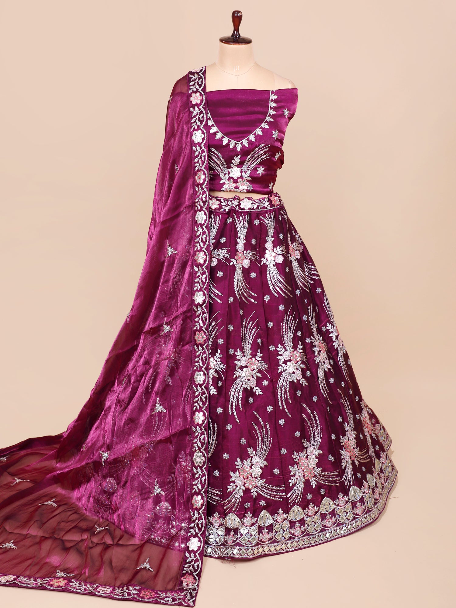 Rose Glitter Lehenga With Luxurious Thread & Stone Work