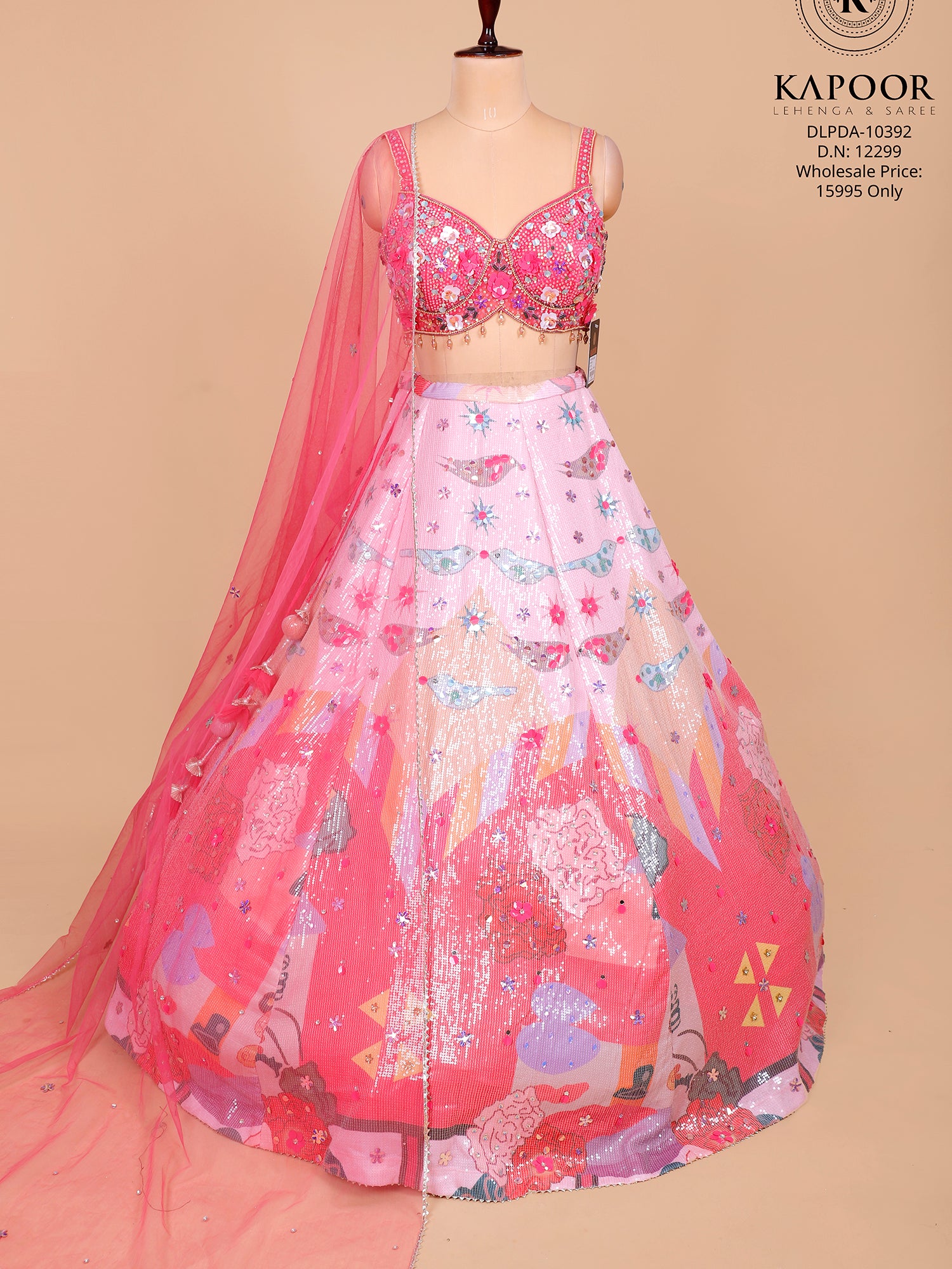 Pink Imported Lehenga With Multi Sequins