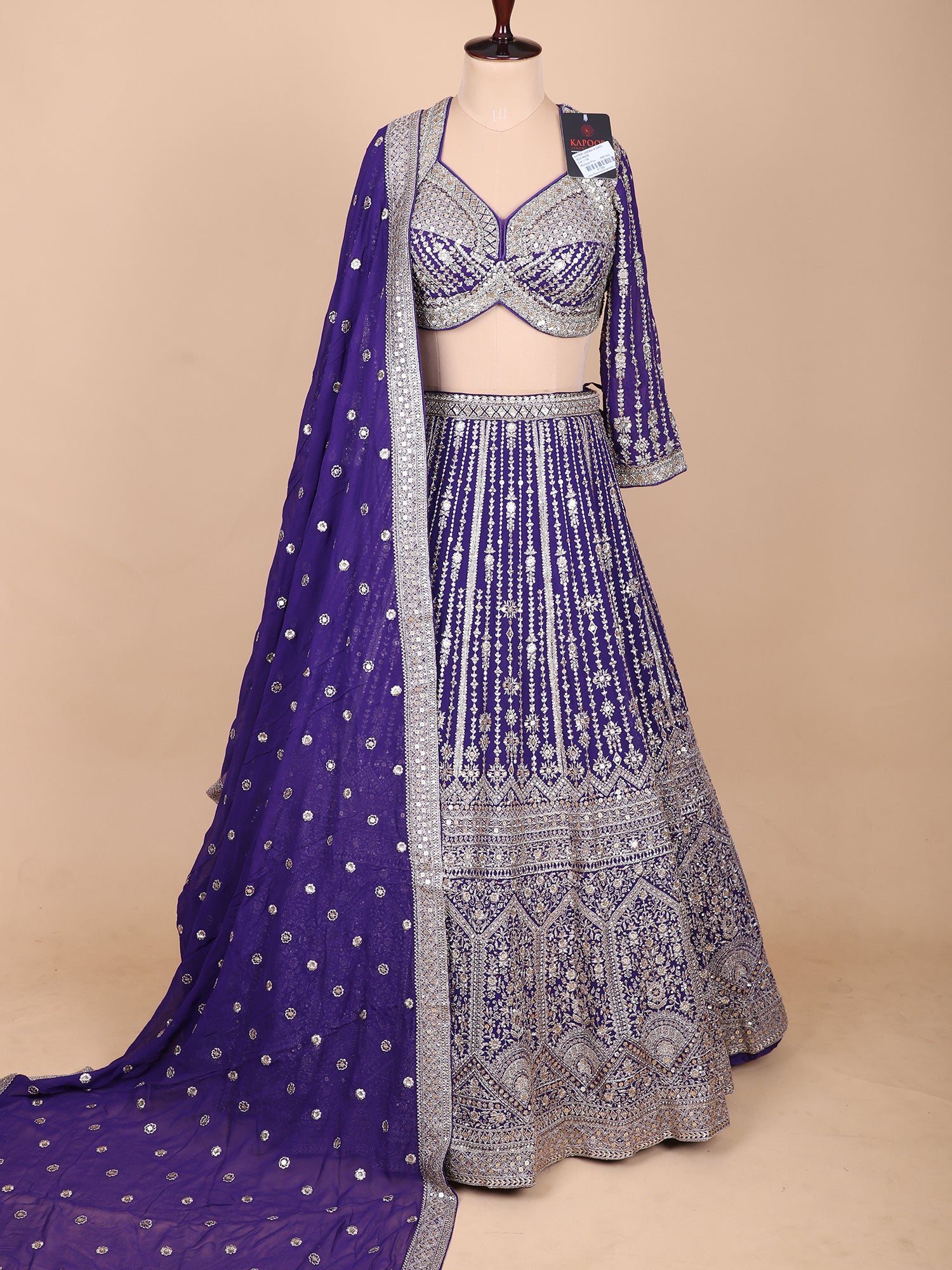 Bloom Purple Georgette Lehenga With Artisan Jarkan Detailing