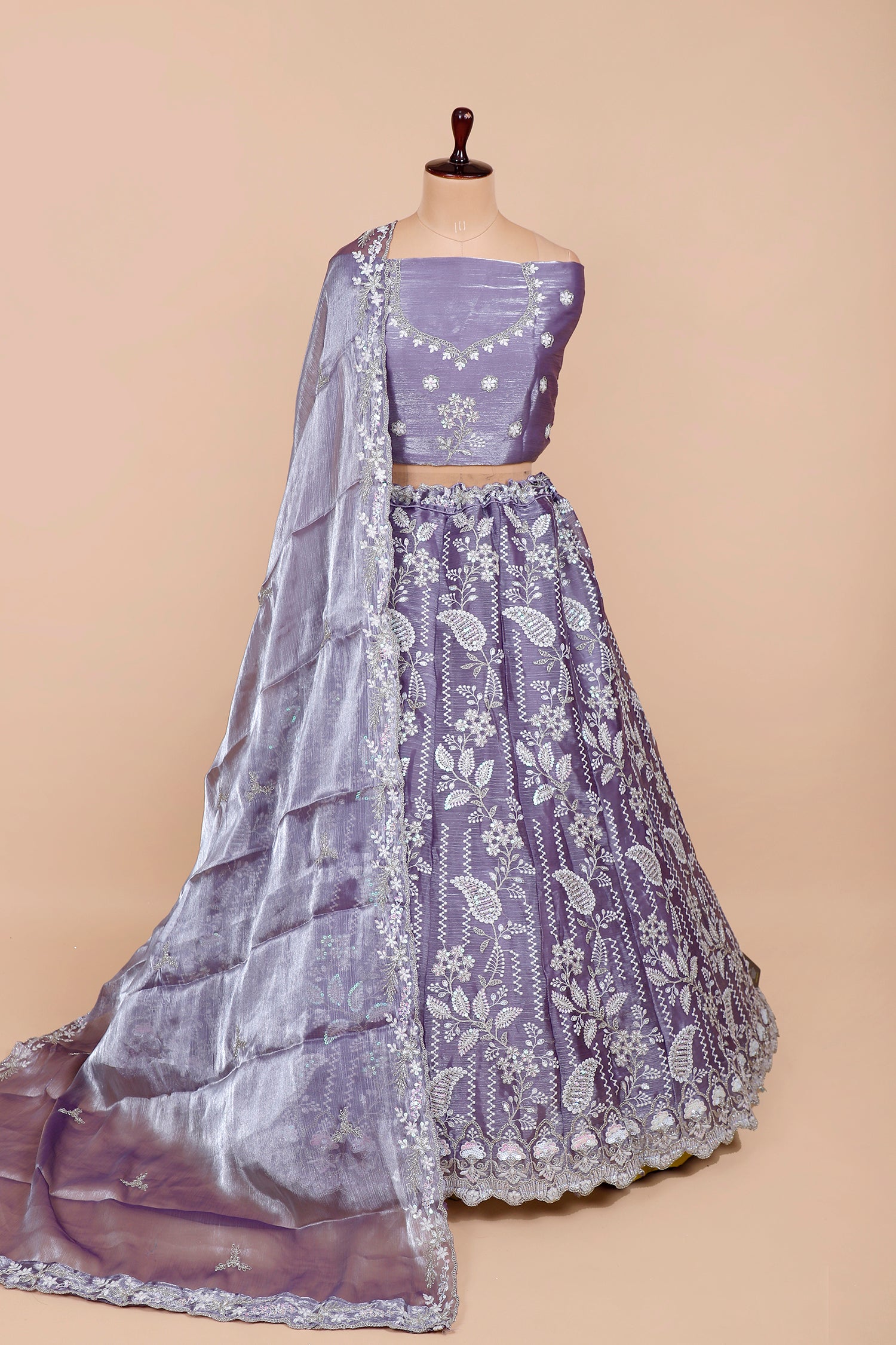 Purple Jimmy Choo Thread And Jarkan Lehenga