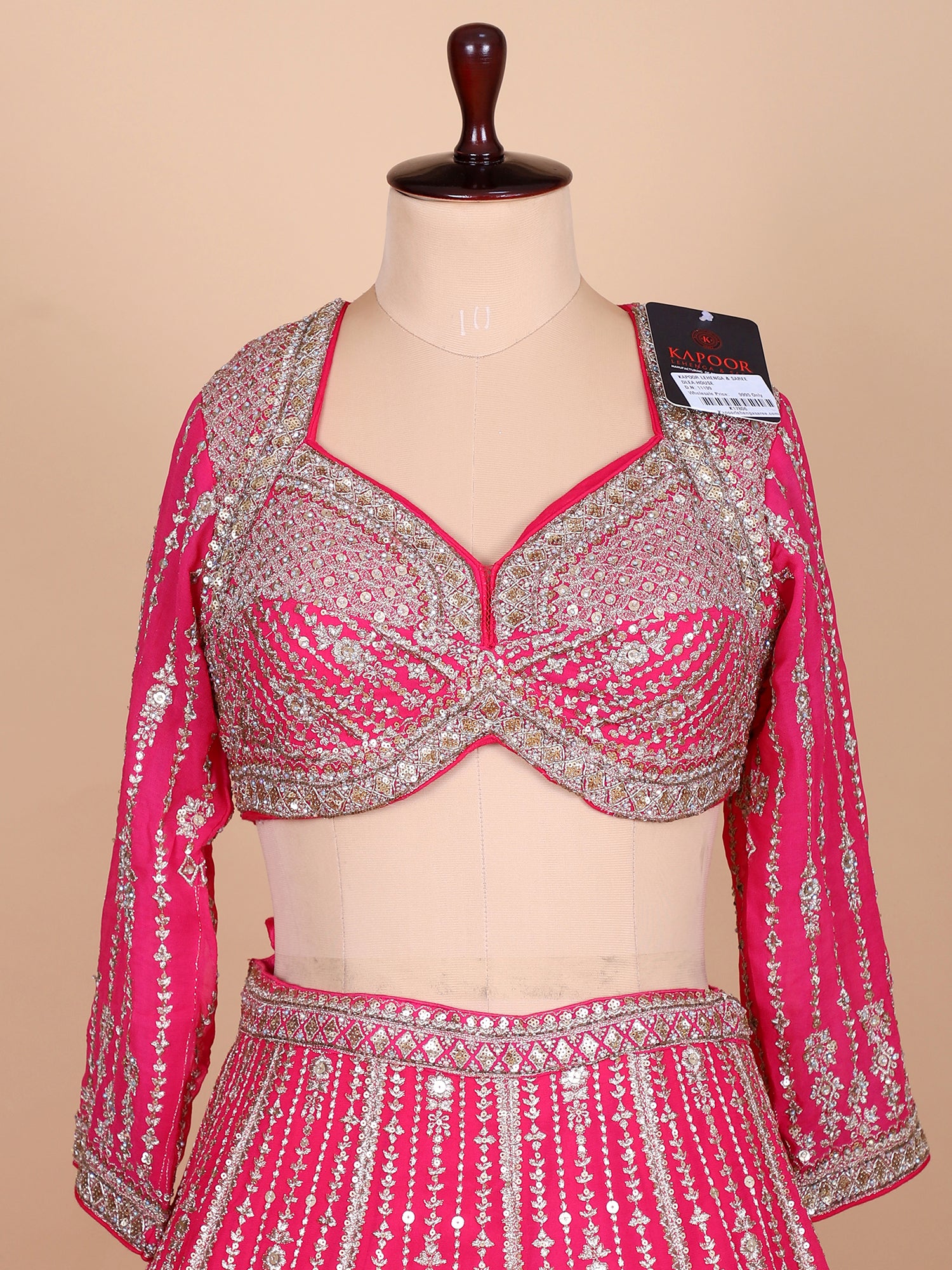 Hot Pink Georgette Lehenga With Jarkan Hand Embroidery