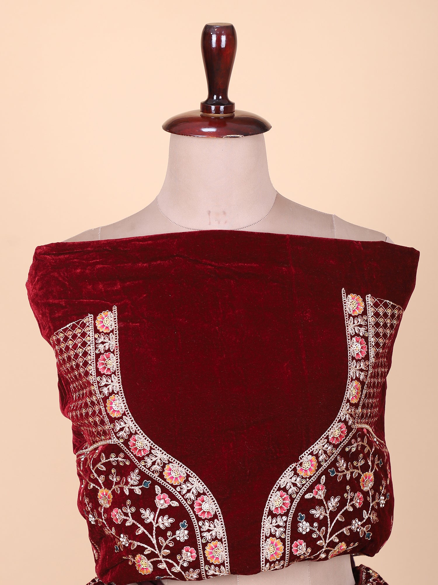 Opulent Maroon Lehenga With Handcrafted Jarkan & Thread Accents