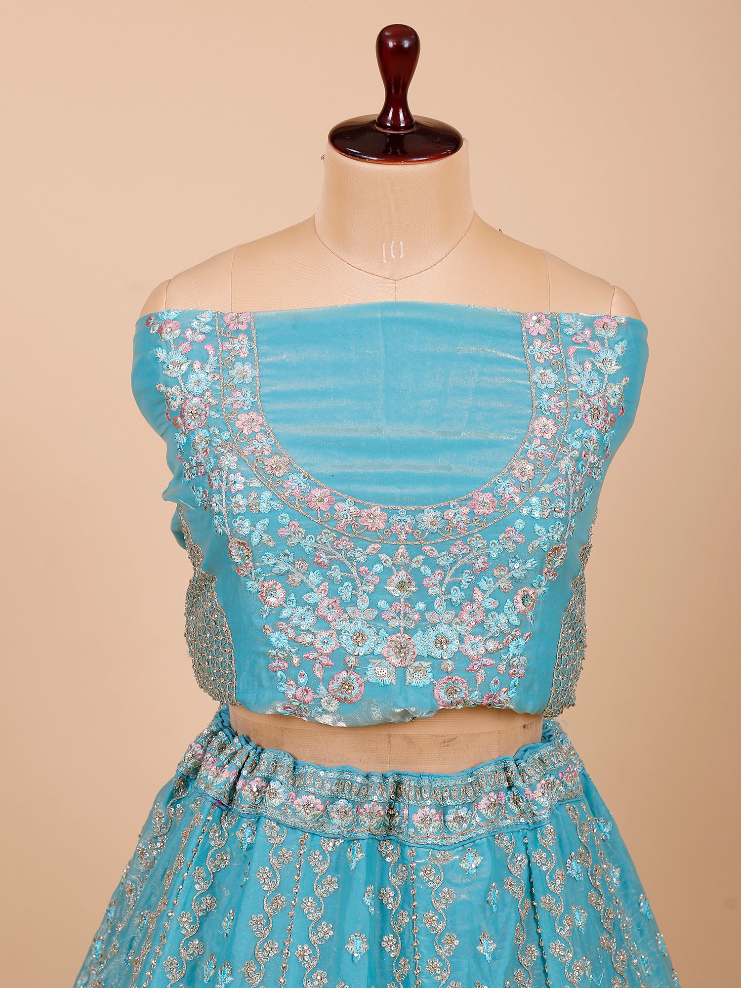 Rama Blue Georgette Lehenga With Sequins
