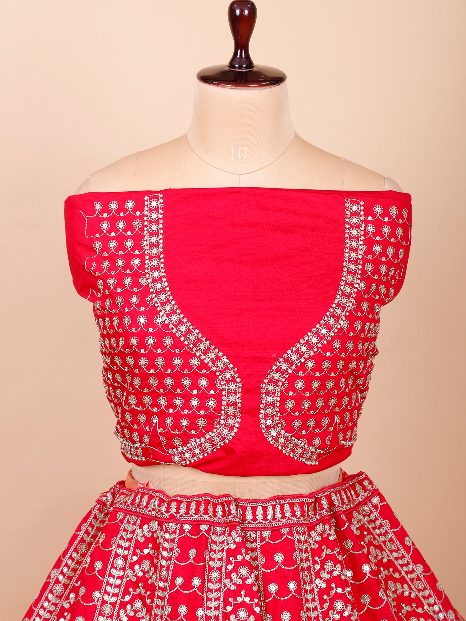 Rani Silk Bridal Lehenga With Embroidery & Sequins