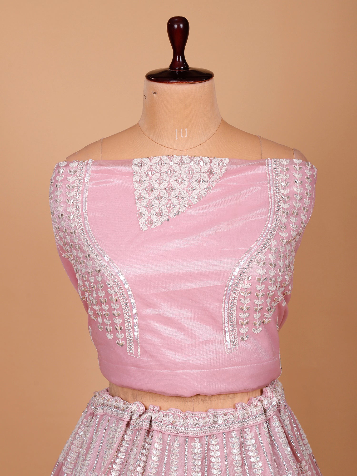 Baby Pink Net Sider Lehenga