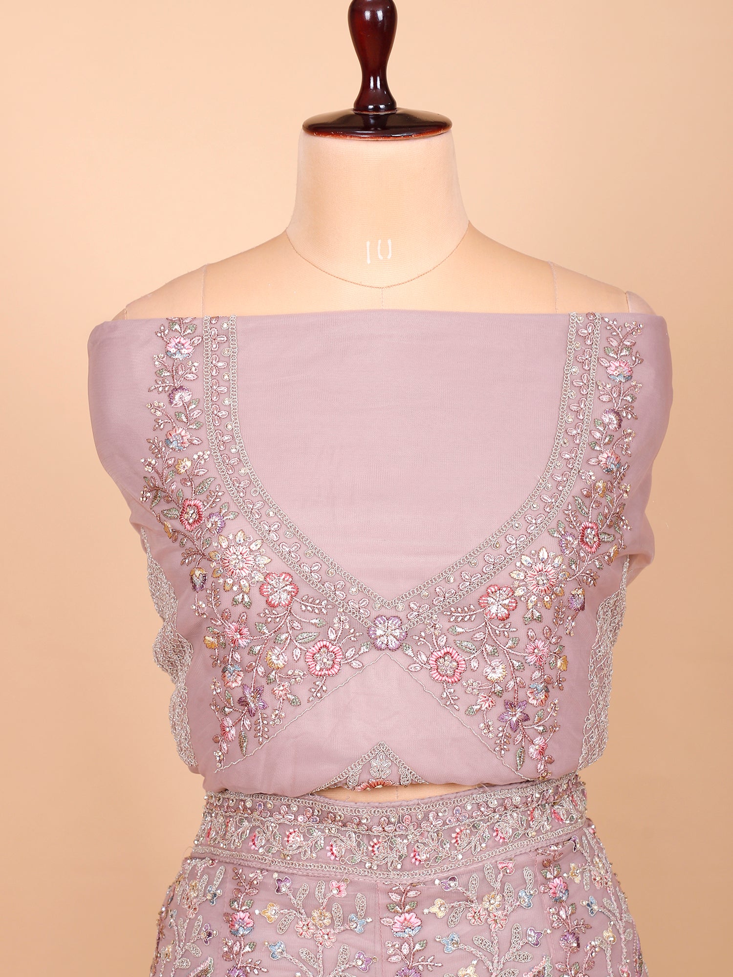 Onion Pink Net Lehenga With Sequins