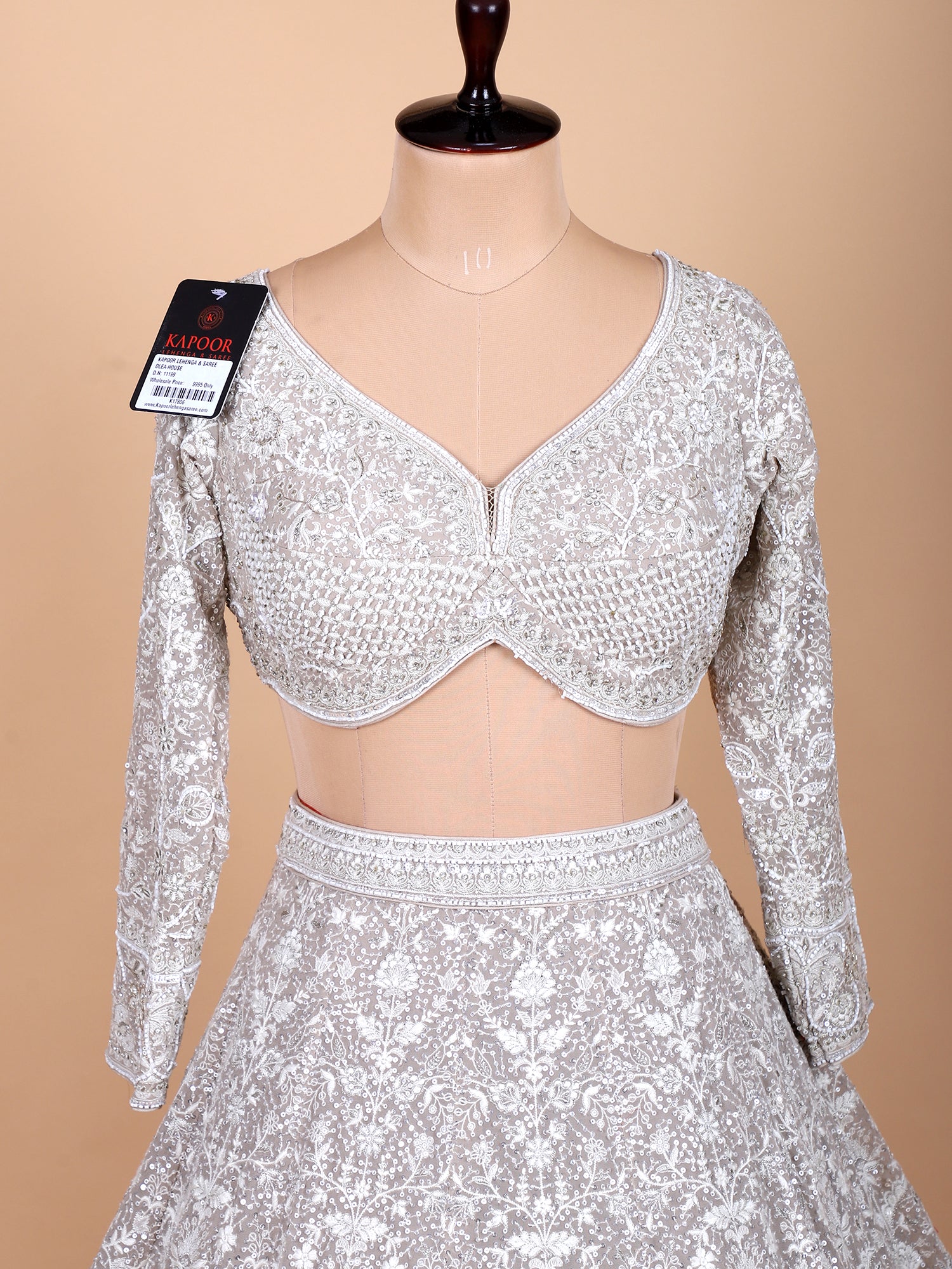 Grey Georgette Embroidered Lehenga Set