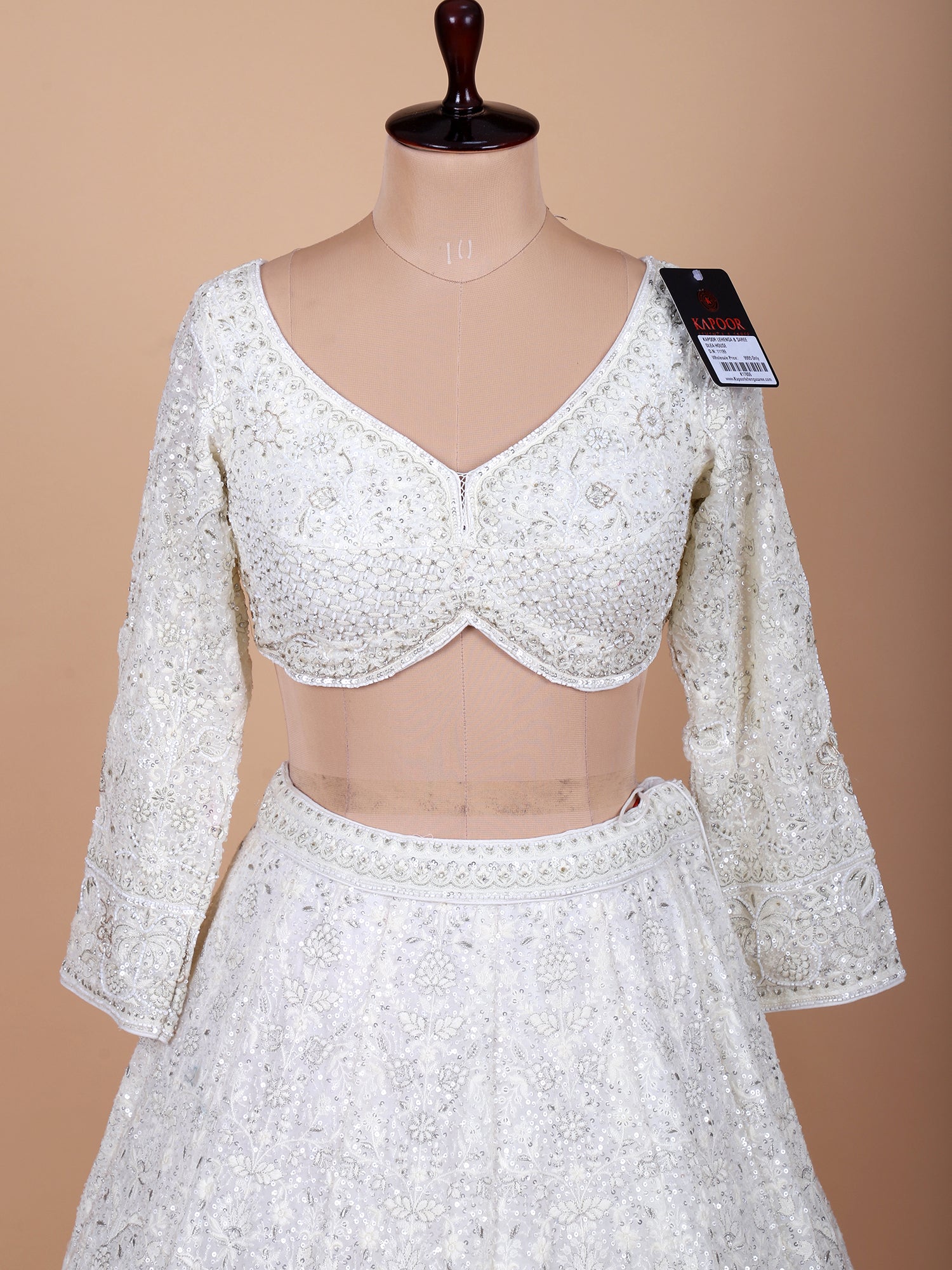 Embroidered White Georgette Lehenga Set
