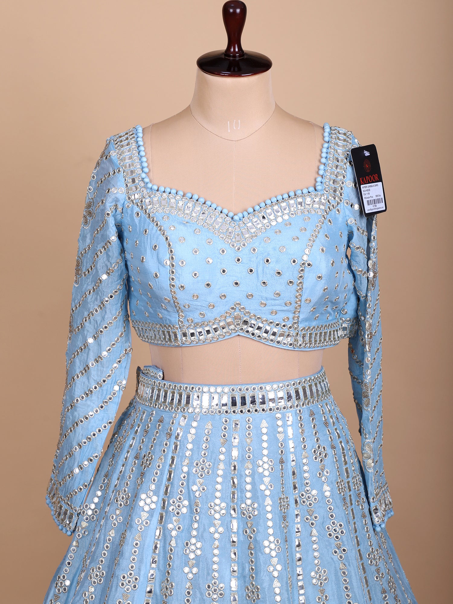 Designer Ice Blue Lehenga With Embroidered Detailing