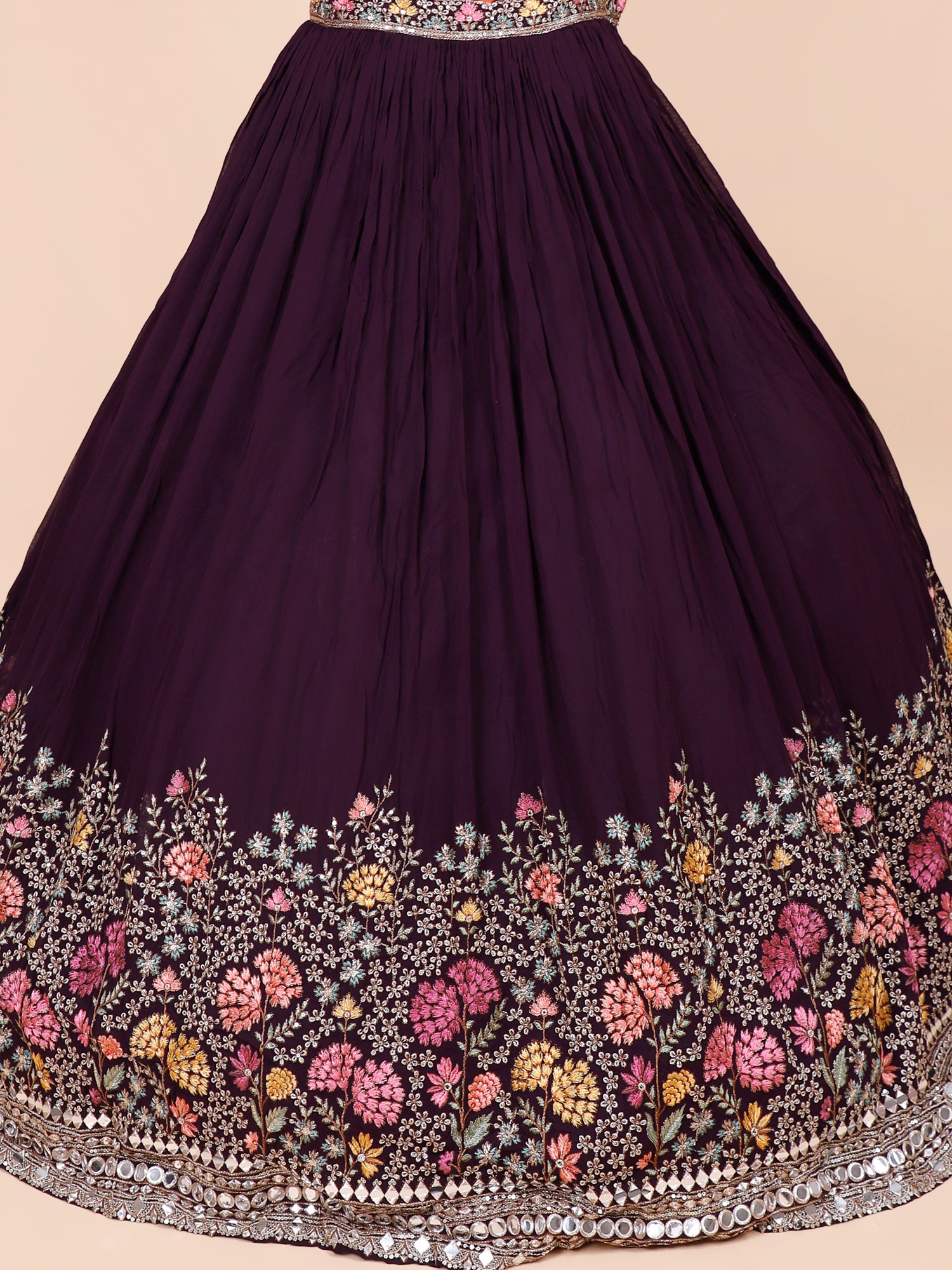 Berry Purple Starfall Thread Jarkan Lehenga