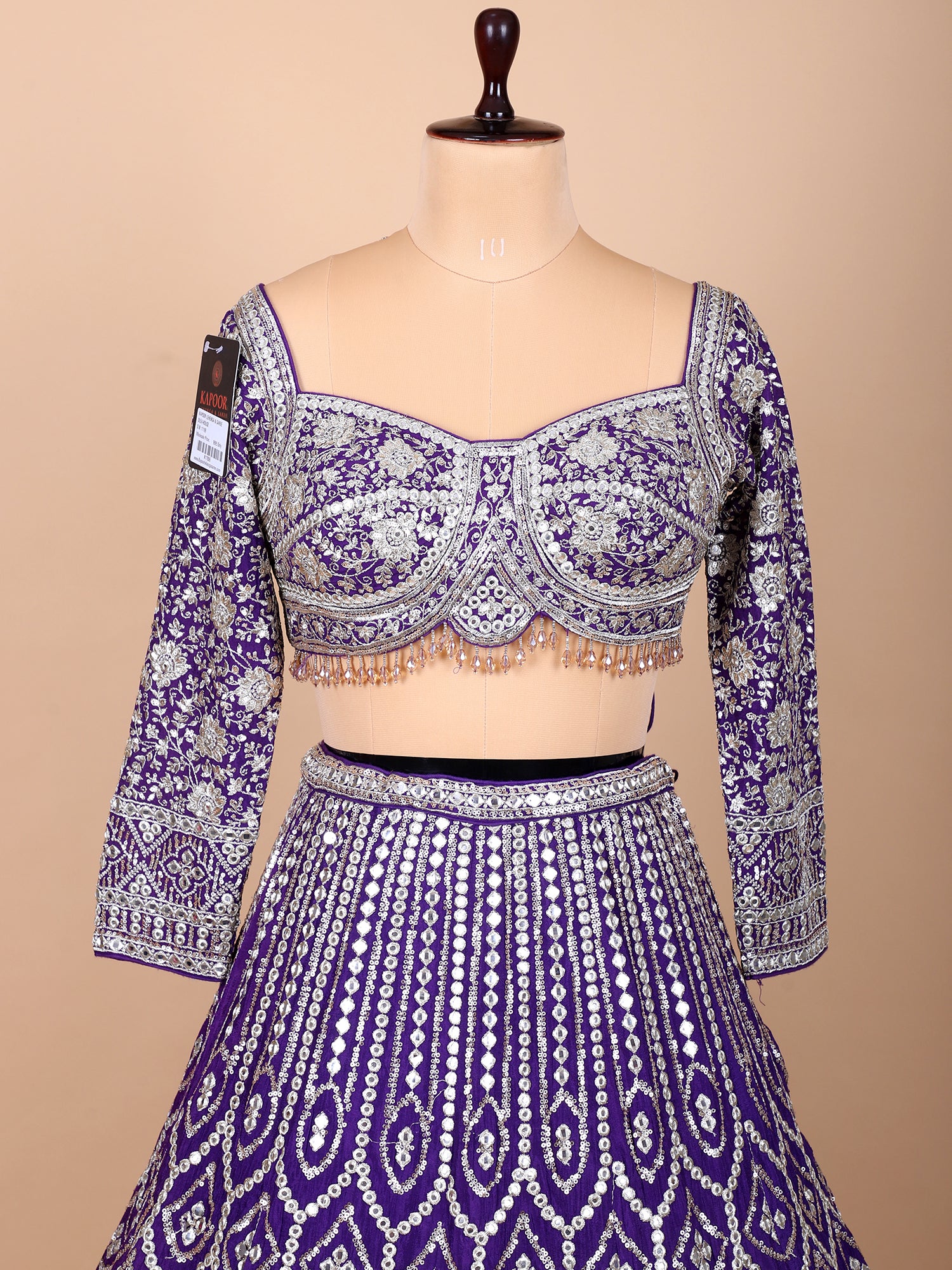 Purple Georgette Embroidered Lehenga With Handwork
