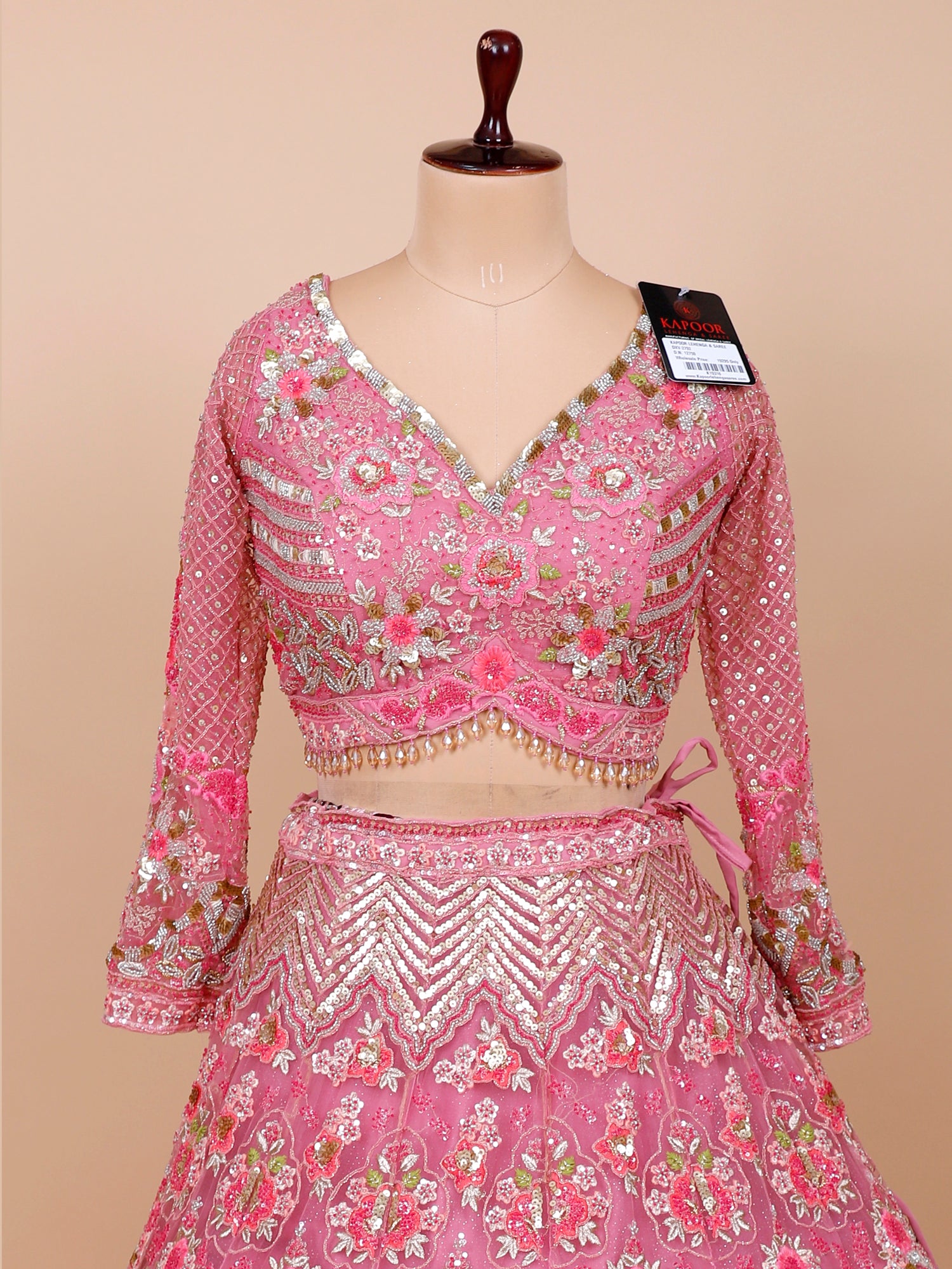 Pink Prism Heavywork Jarkan Beads Lehenga