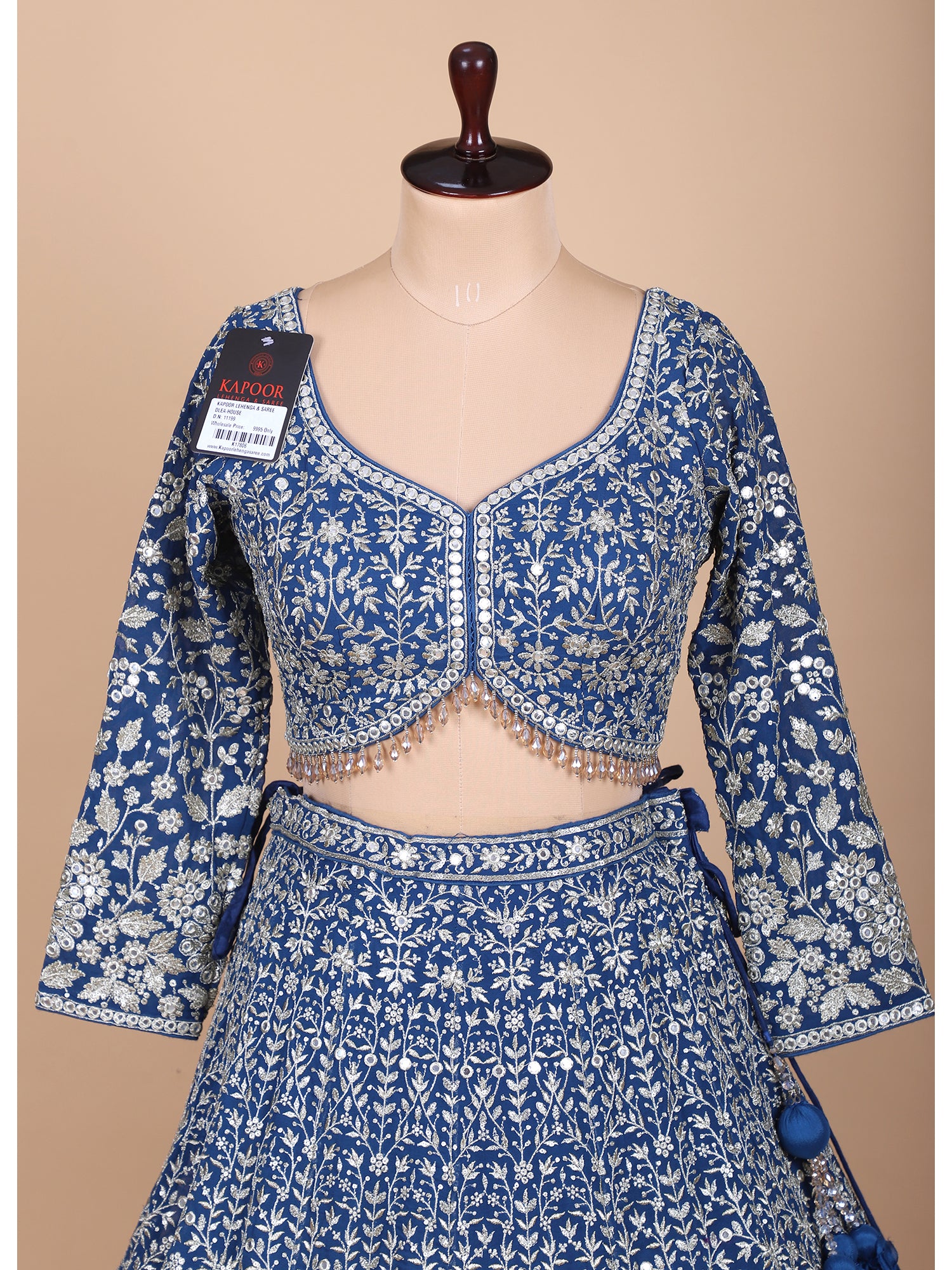 Dark Blue Party Wear Lehenga With Hand Embroidery