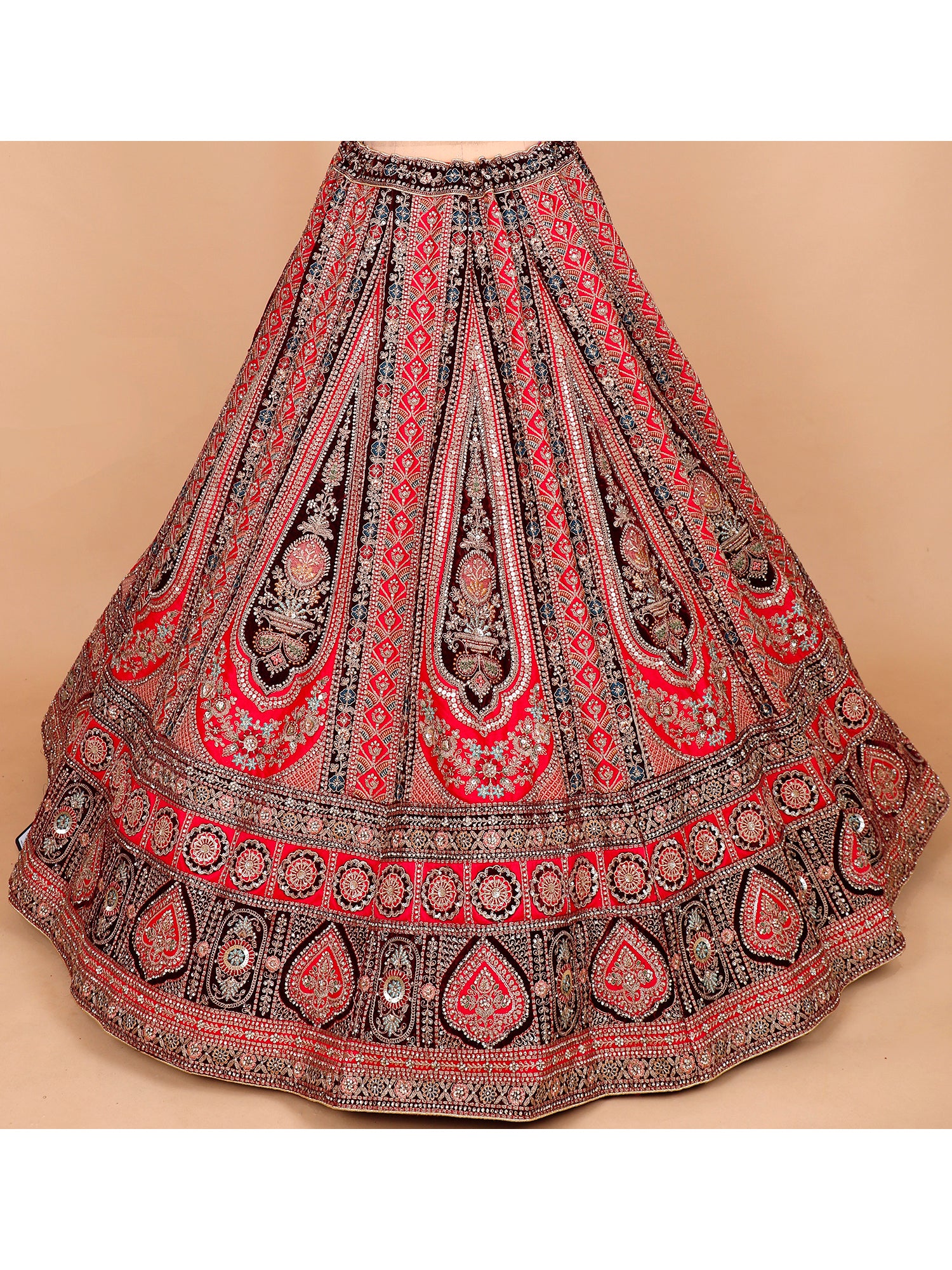 Multicolor Velvet Patchwork Lehenga