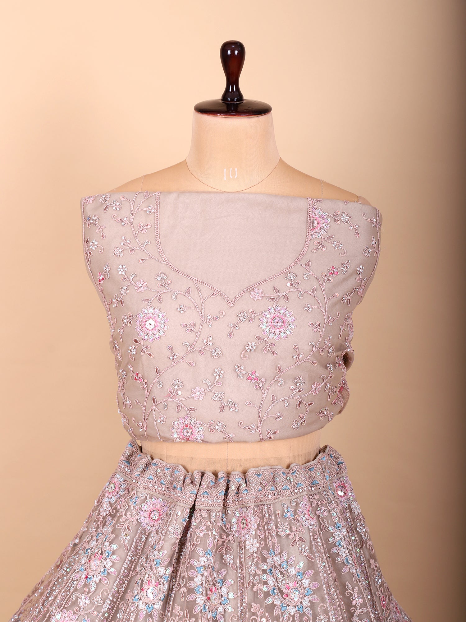 Peach Glow Jarkan Embellished Bridal Lehenga