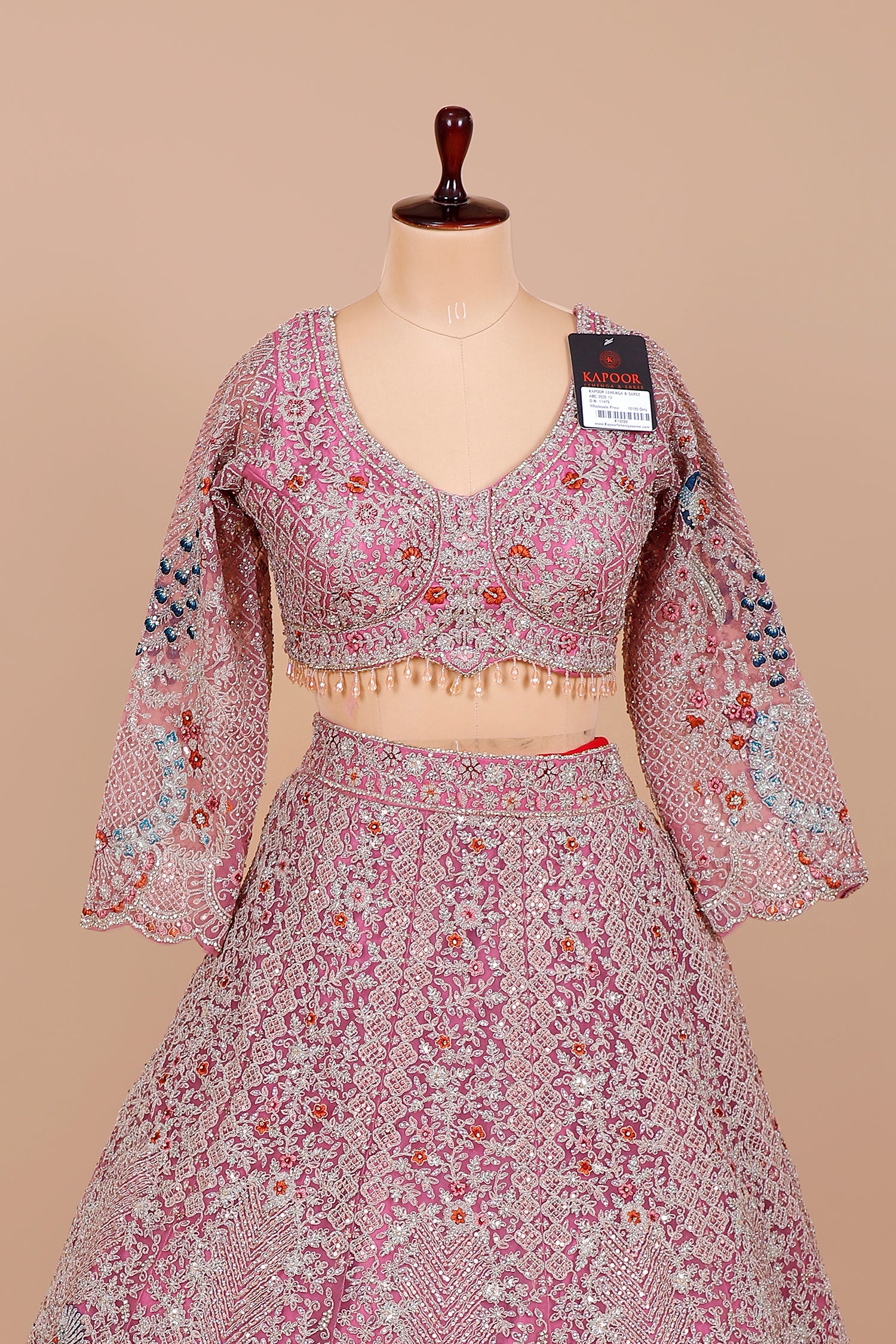 Onion Pink Multi-Thread Embroidered Crop Top