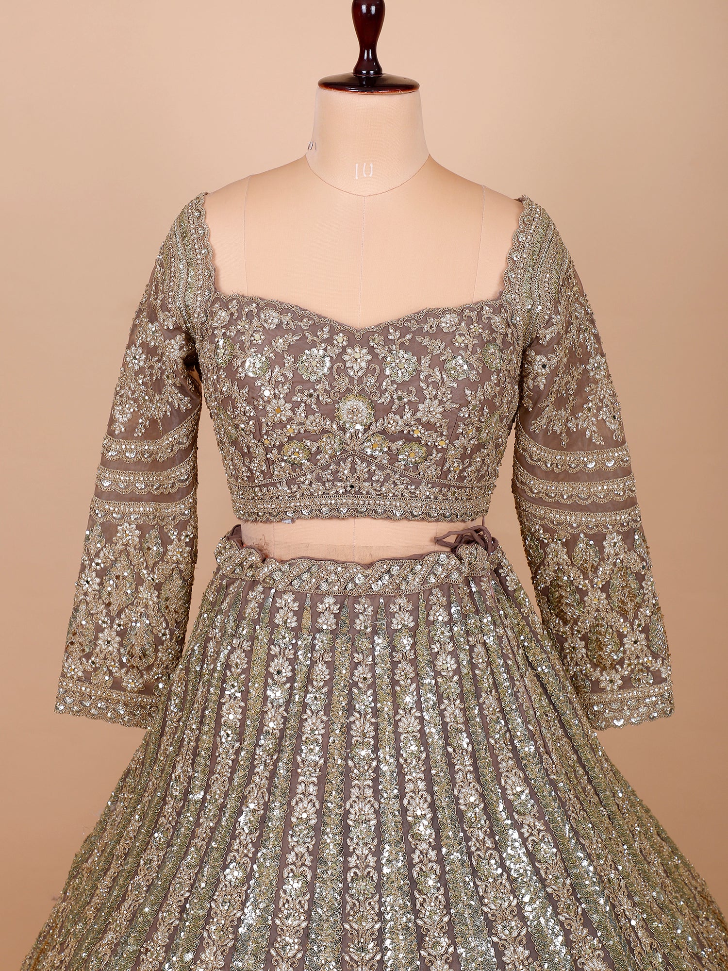 Chickoo Designer Threadwork Lehenga