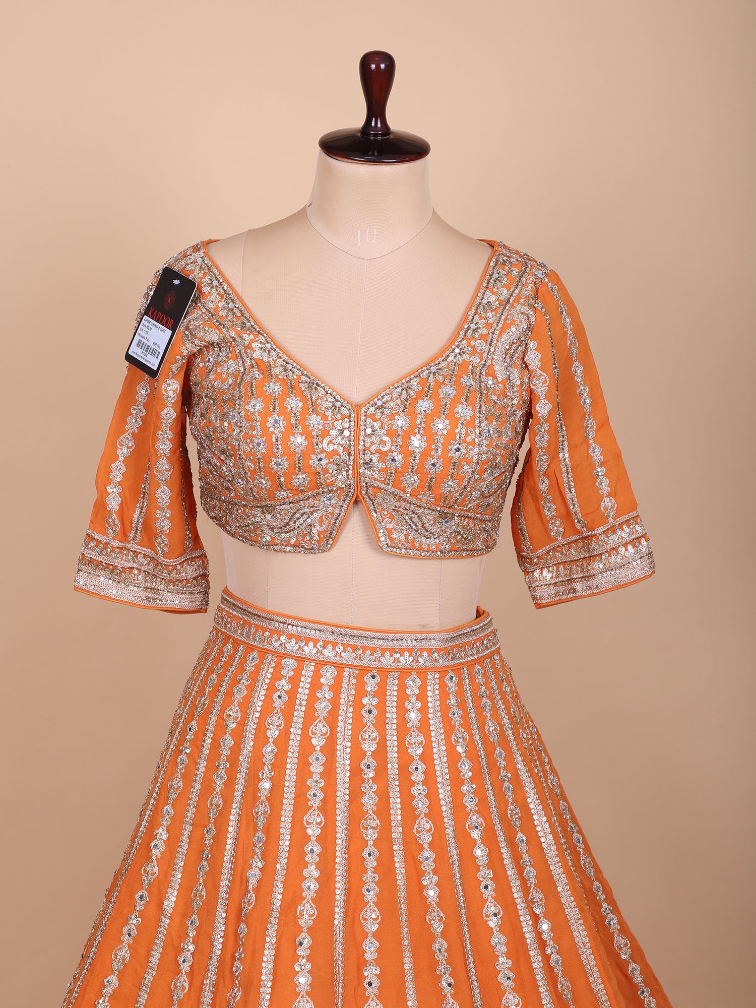 Bright Orange Handcrafted Lehenga Set