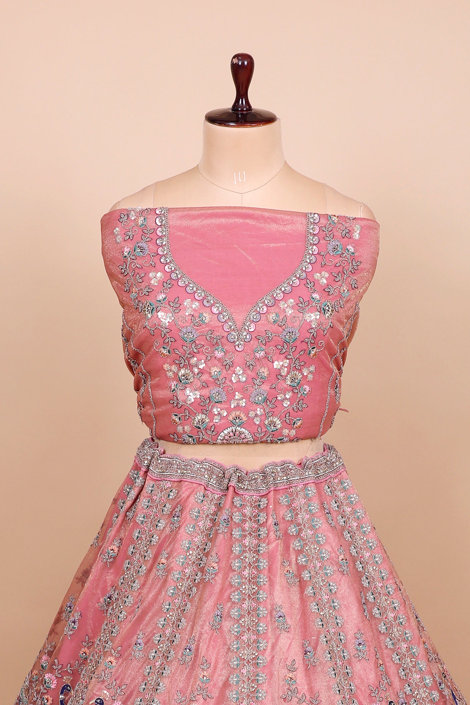 Blush Pink Shimmer Lehenga With Luxurious Embroidery
