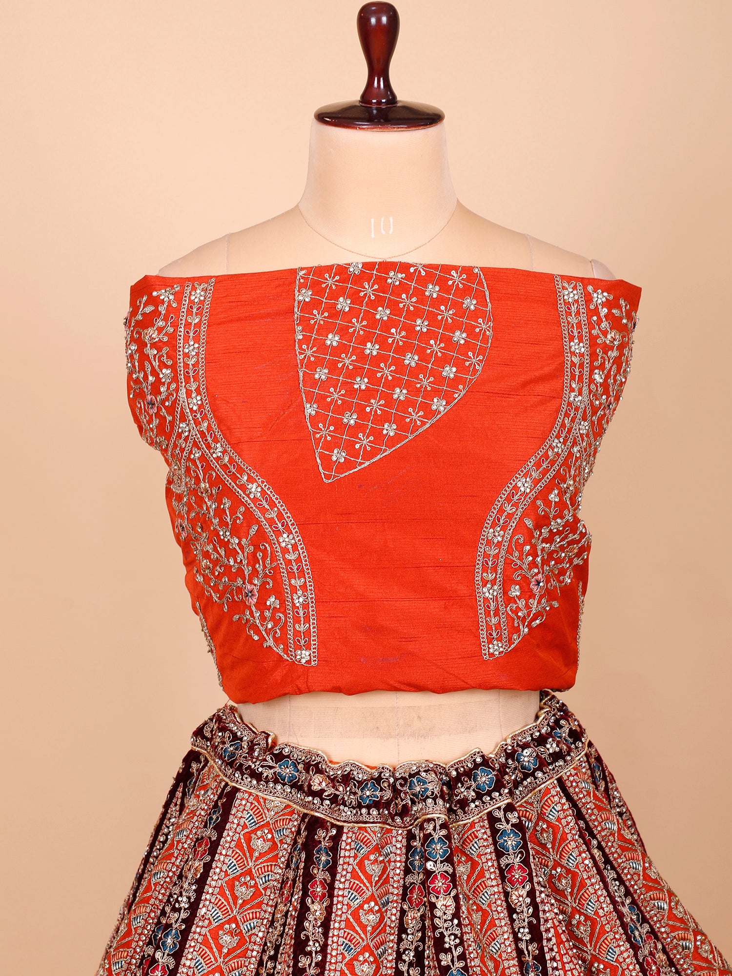 Multi-Tone Velvet Lehenga
