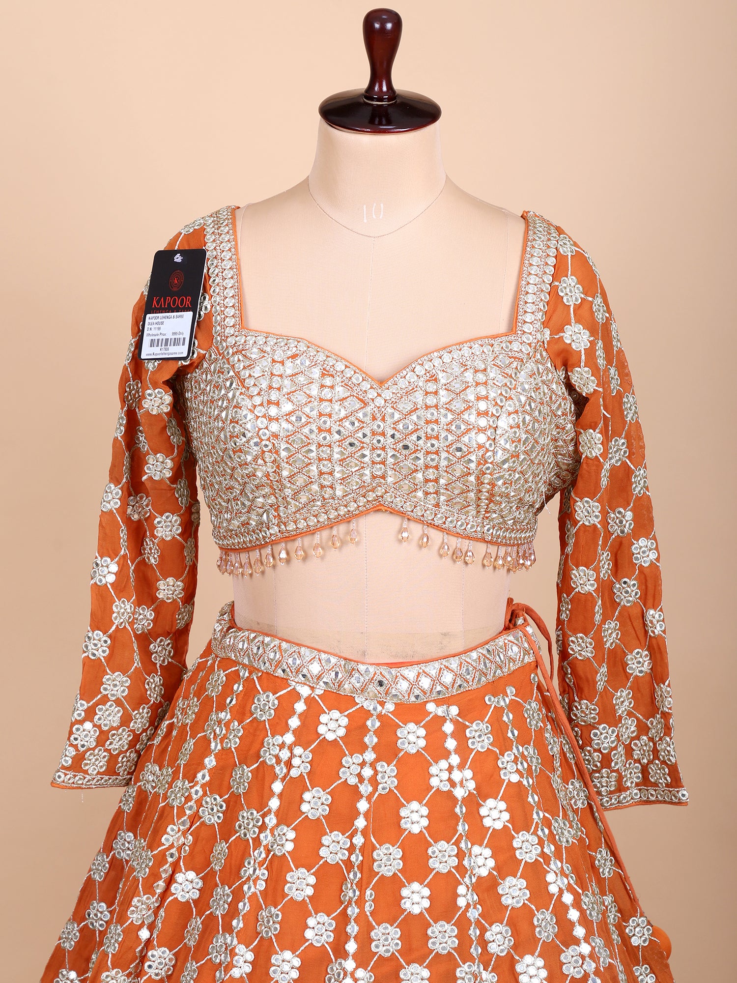 Sunset Orange Georgette Lehenga With Jarkan Embroidery