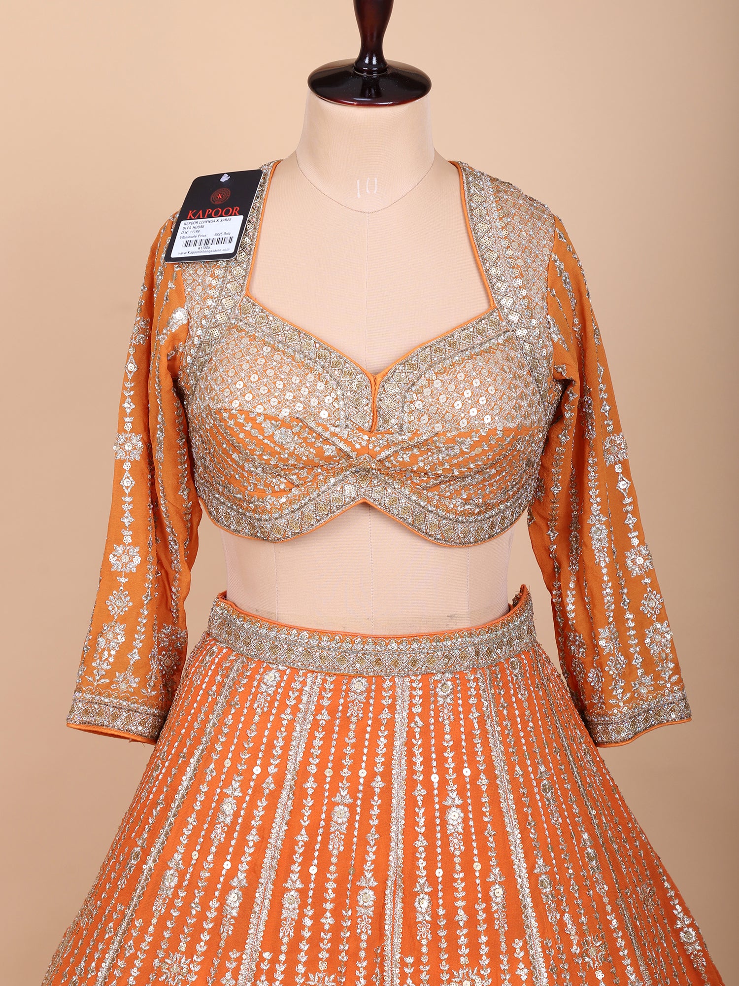 Tangerine Orange Lehenga With Sparkle Handwork