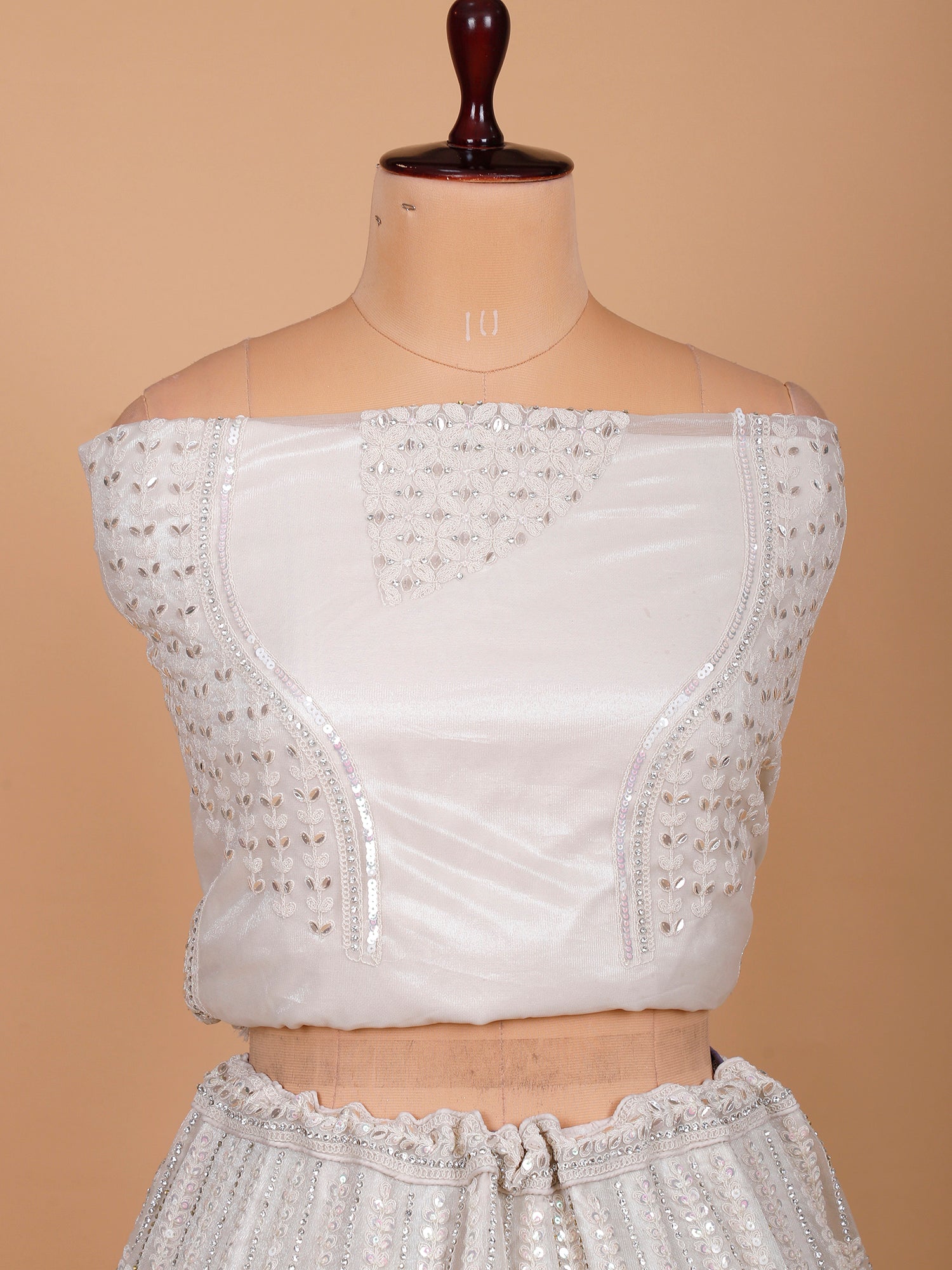 White Net Sider Lehenga With Zarkan