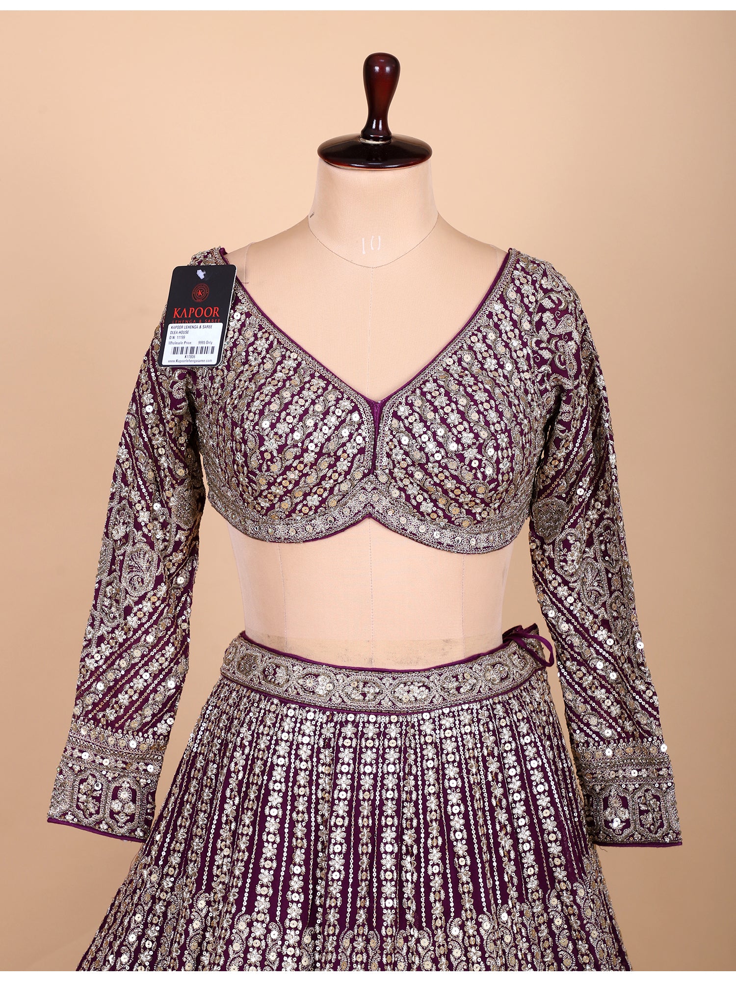 Rich Dark Maroon Thread Work Lehenga Ensemble