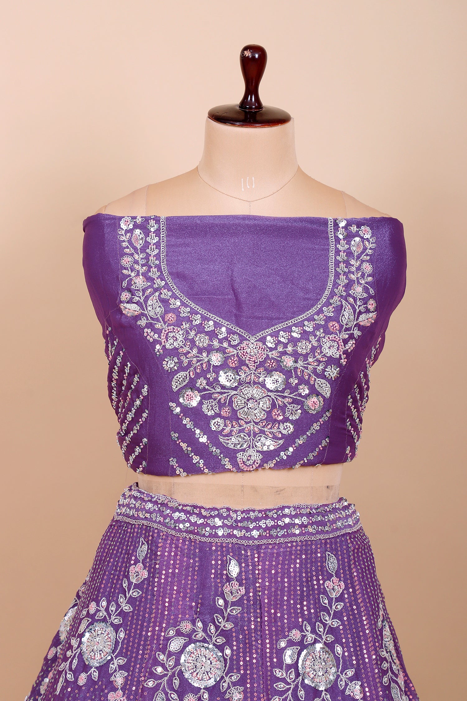 Purple Shimmer Lehenga With Sequins