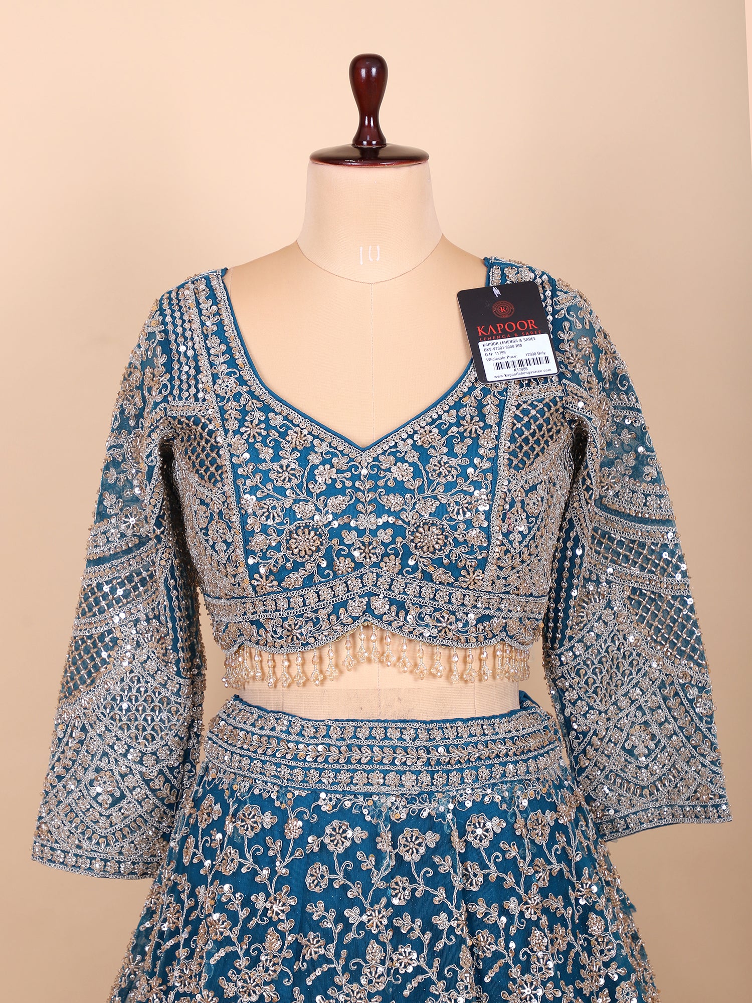 Blue Net Handwork Lehenga