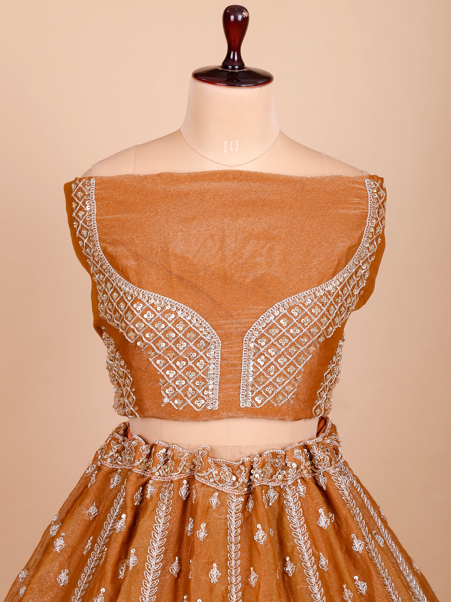 Mustard Orange Lehenga With Handwork
