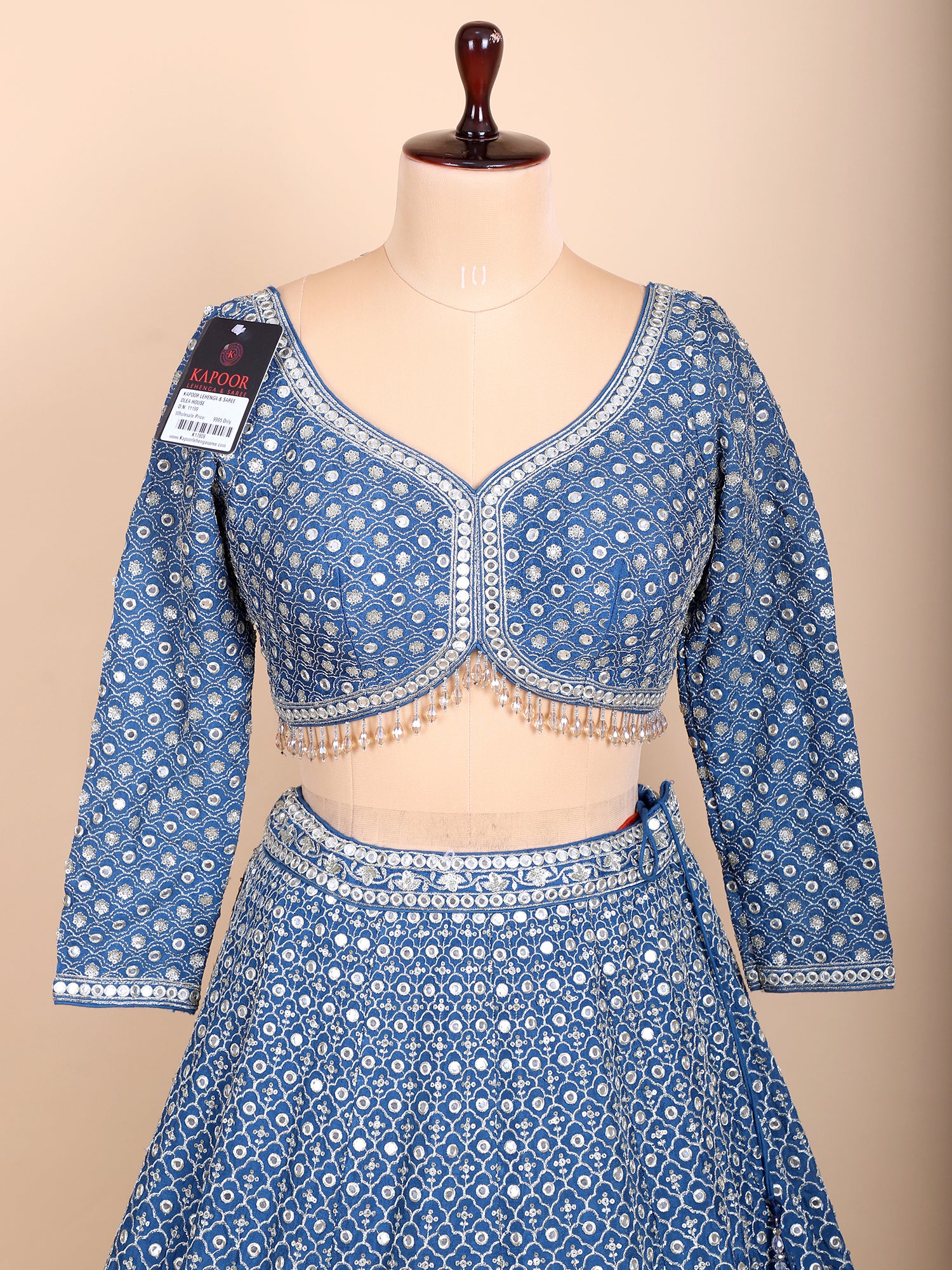 Midnight Bloom Blue Threadwork Lehenga