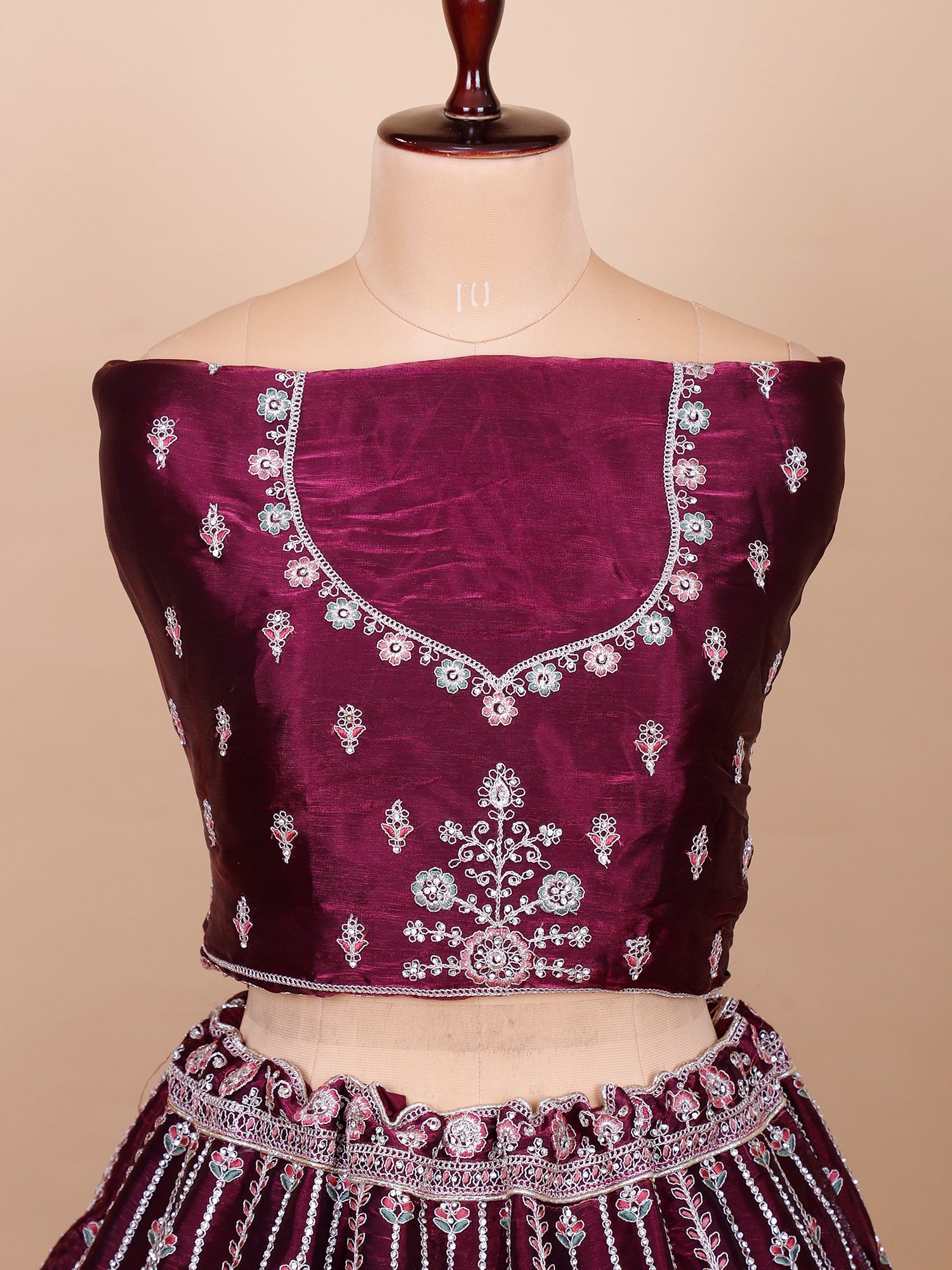 Dark Maroon Statement Lehenga