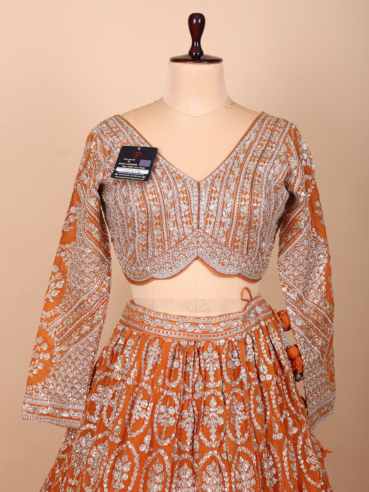 Orange Thread Work Lehenga With Dupatta