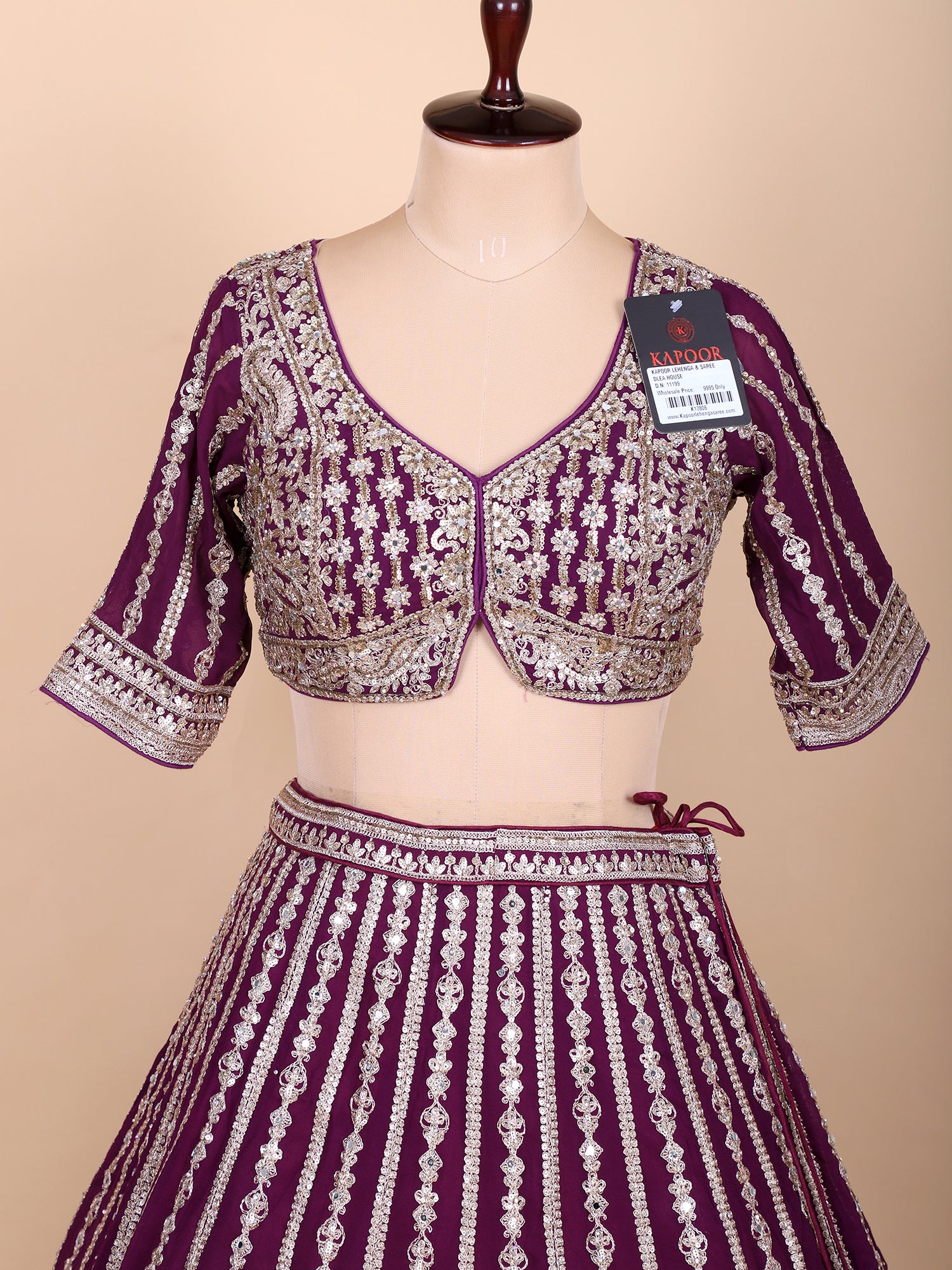 Elegant Dark Maroon Threadwork Lehenga For Weddings