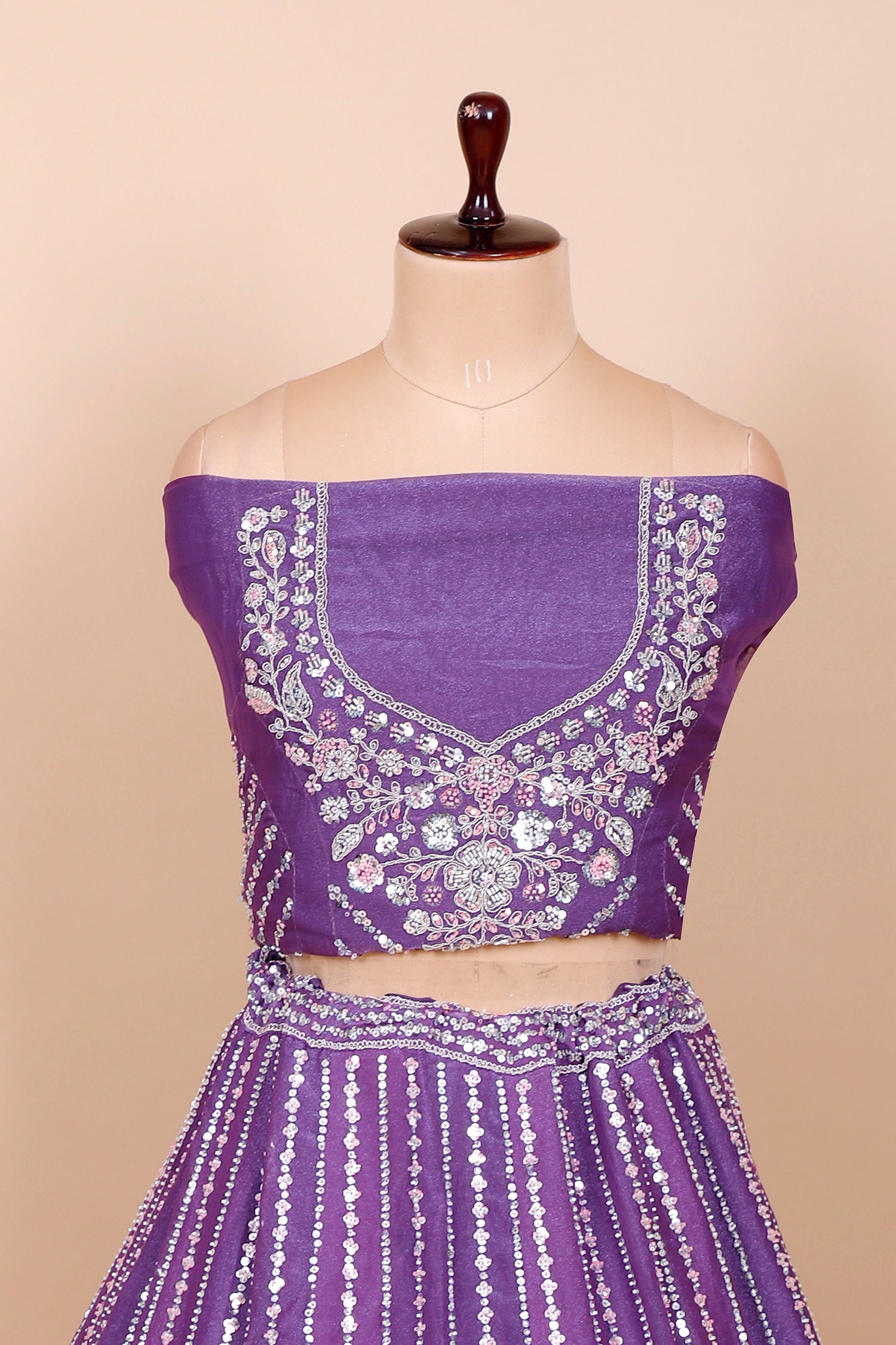 Purple Shimmer Lehenga With Beads
