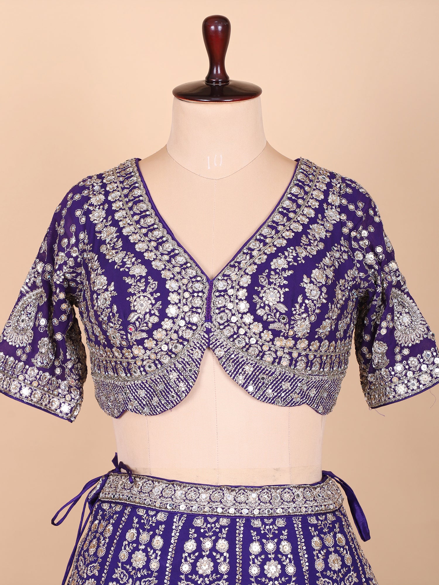 Deep Purple Georgette Lehenga With Jarkan Work